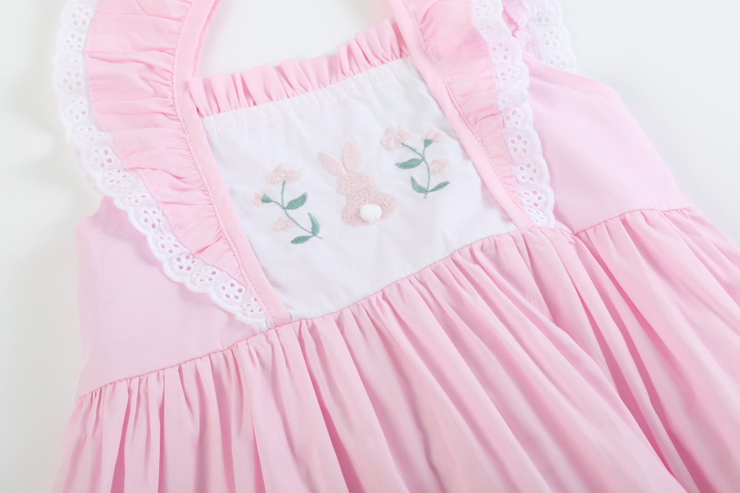 Pink Bunny Ruffle Shoulder Dress
