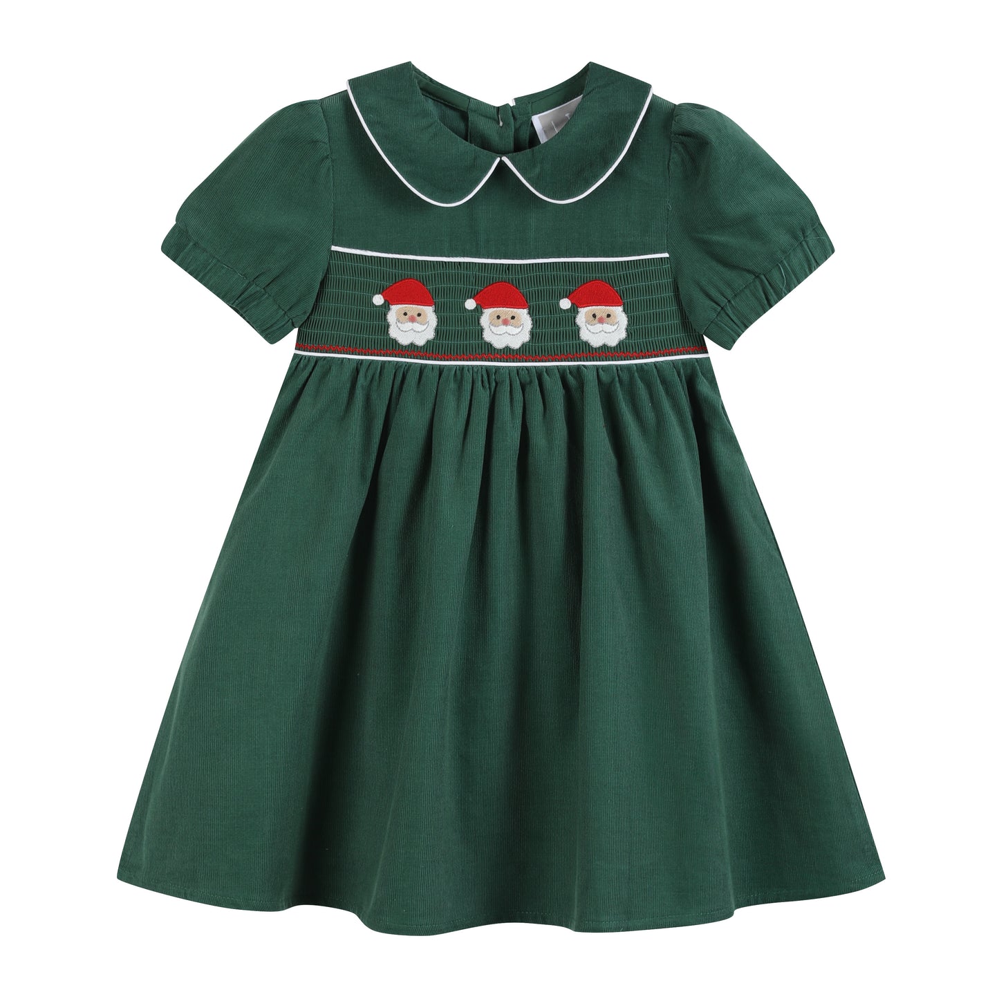 Green Corduroy Santa Smocked Dress