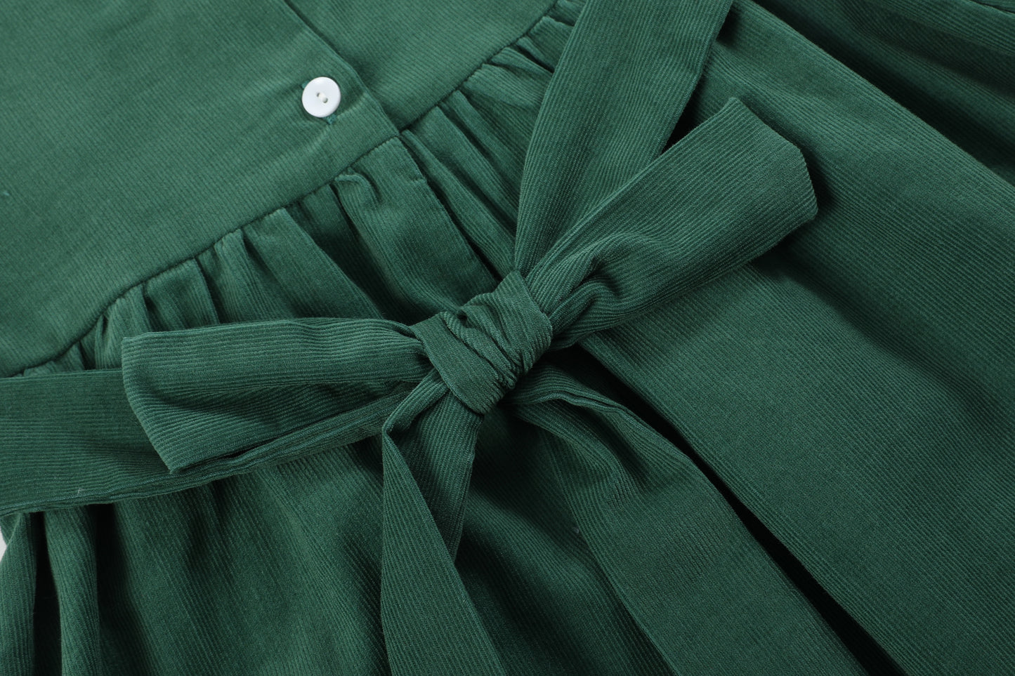 Green Corduroy Santa Smocked Dress