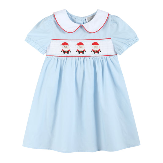 Light Blue Santa Smocked Dress