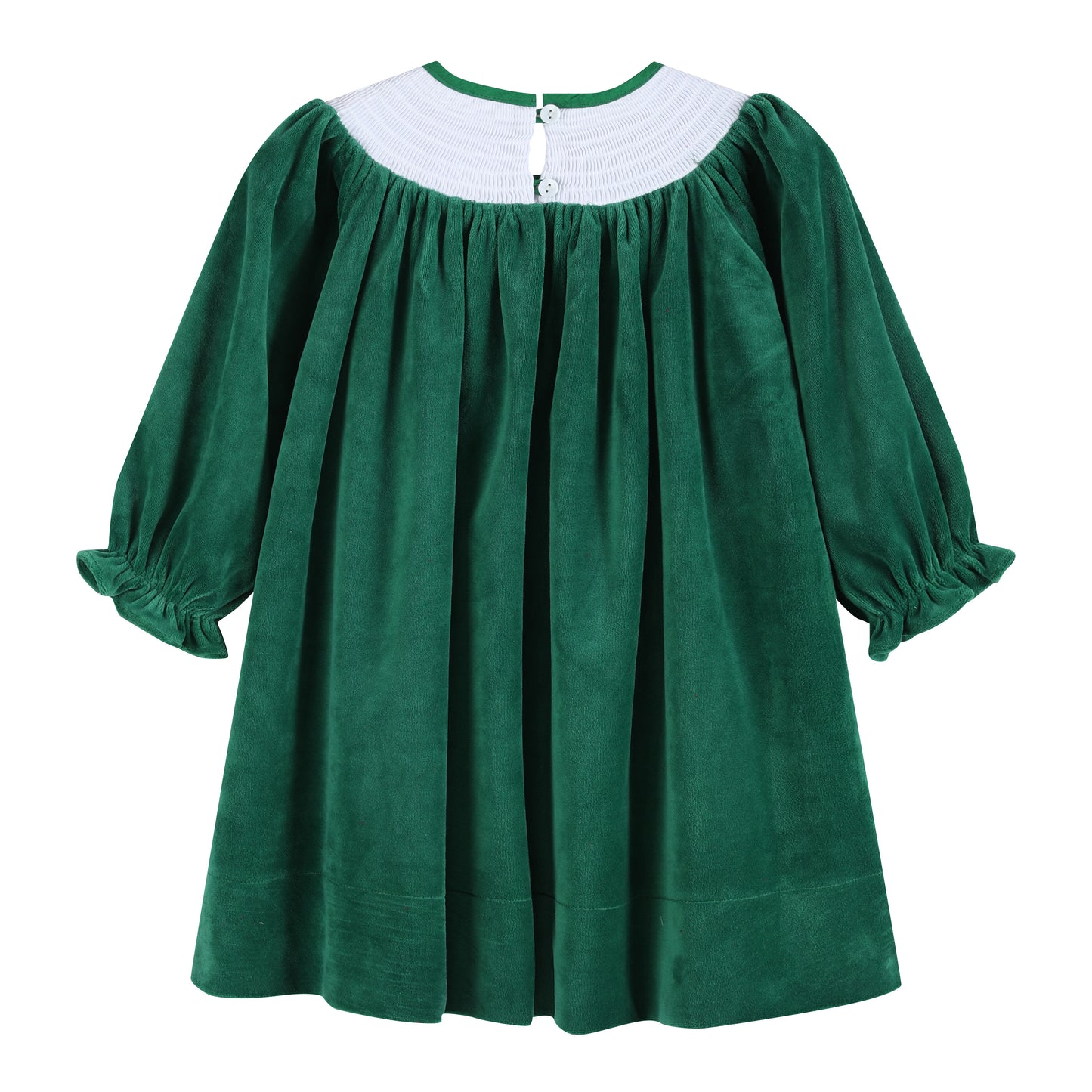 Green Velvet Nativity Smocked Dress