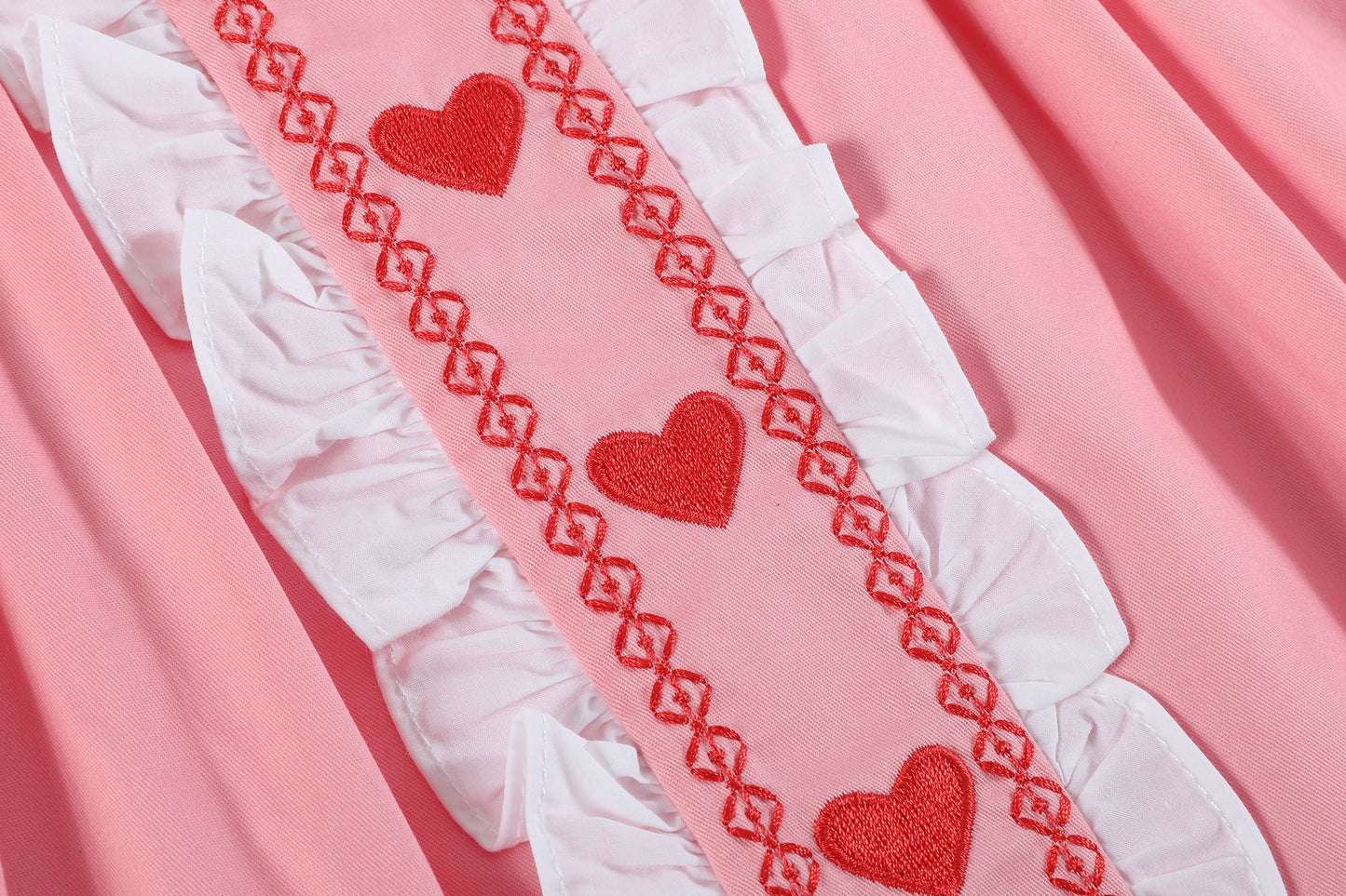 Pink and Red Heart Ruffle Dress