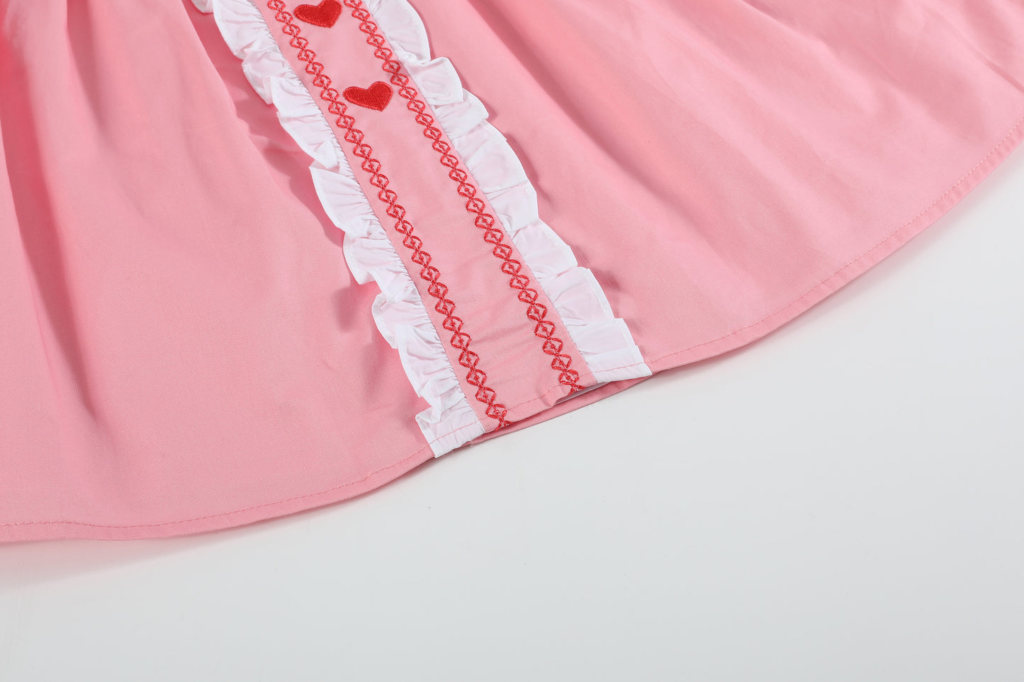 Pink and Red Heart Ruffle Dress