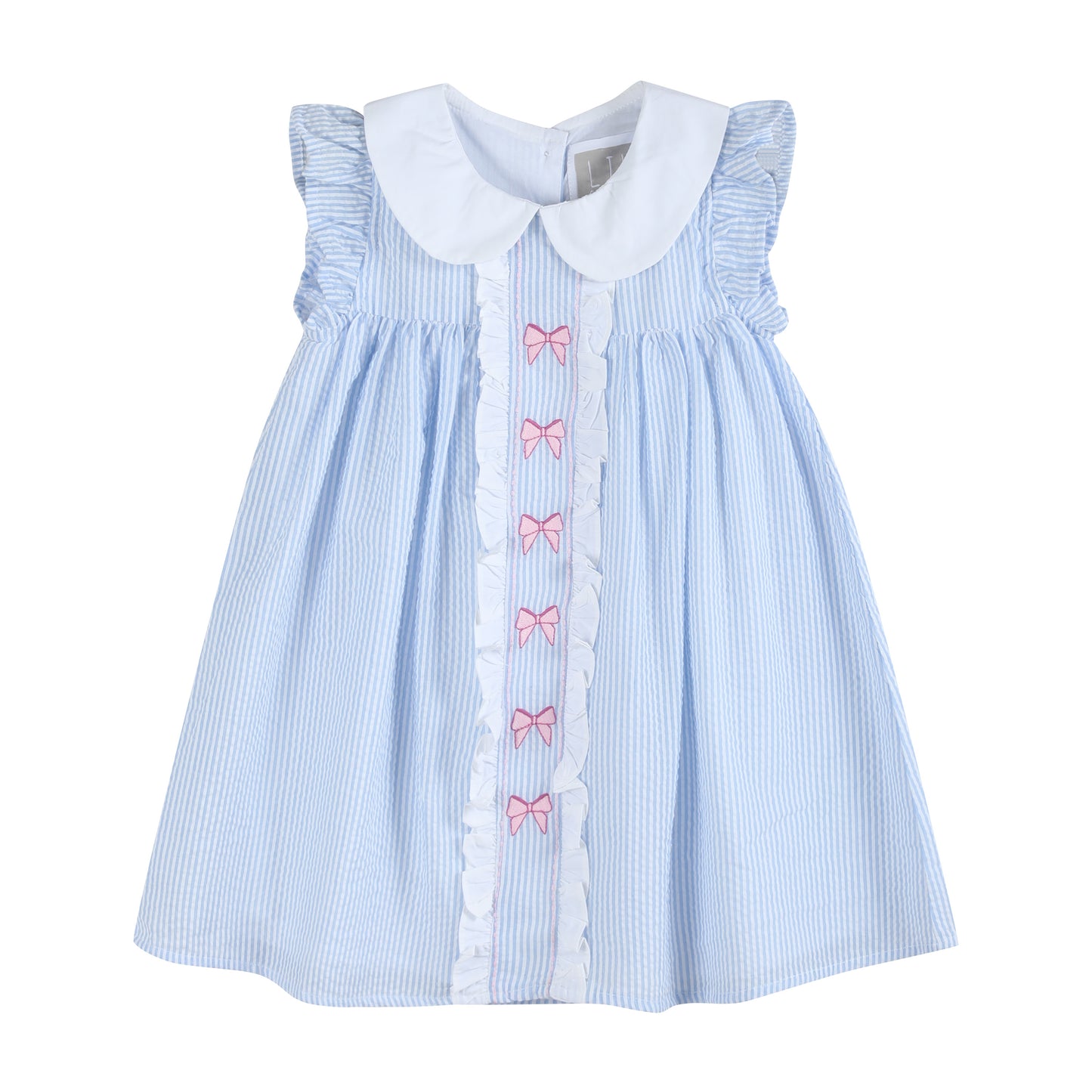 Blue and Pink Bow Ruffle Dress