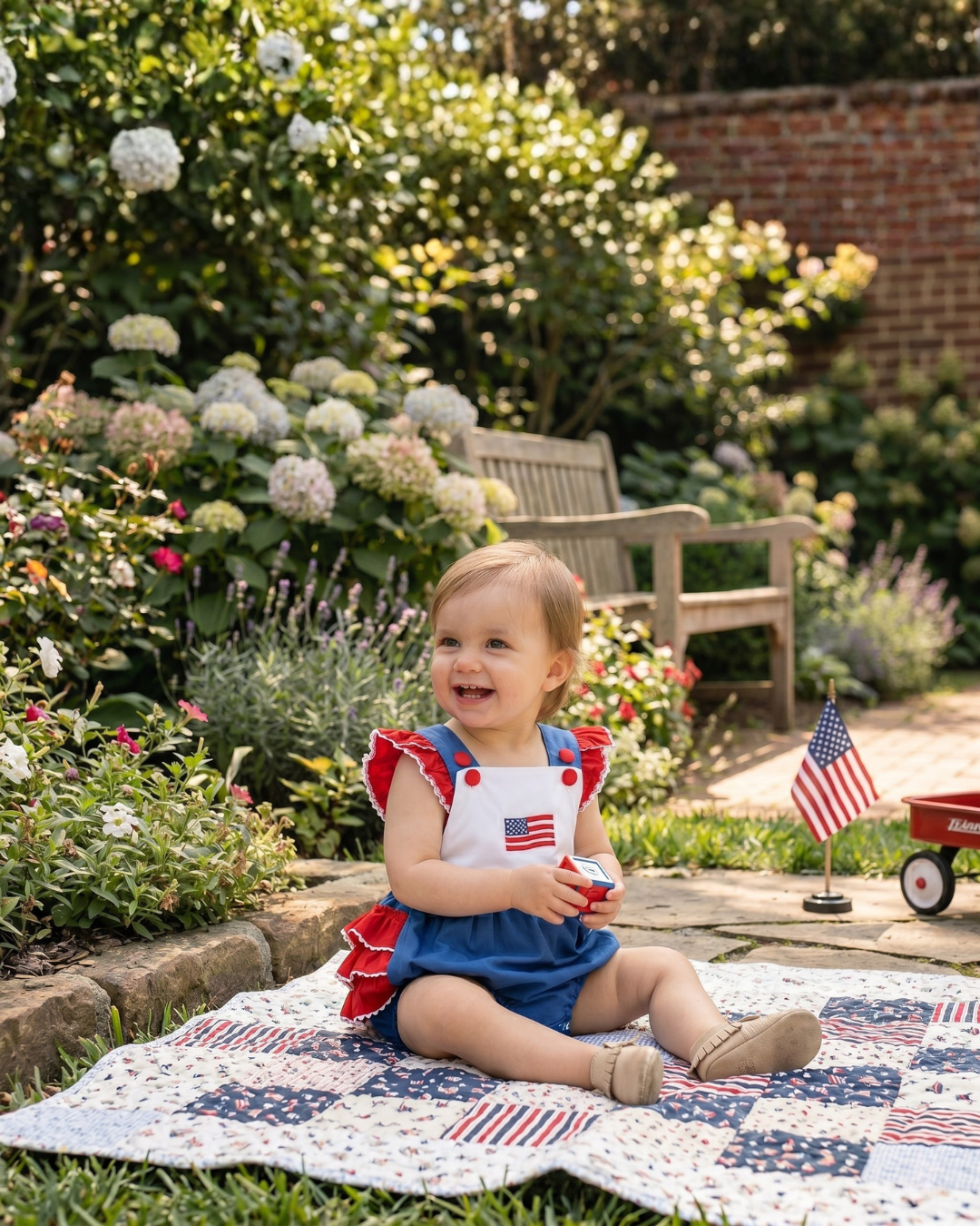 USA Flag Ruffle Romper