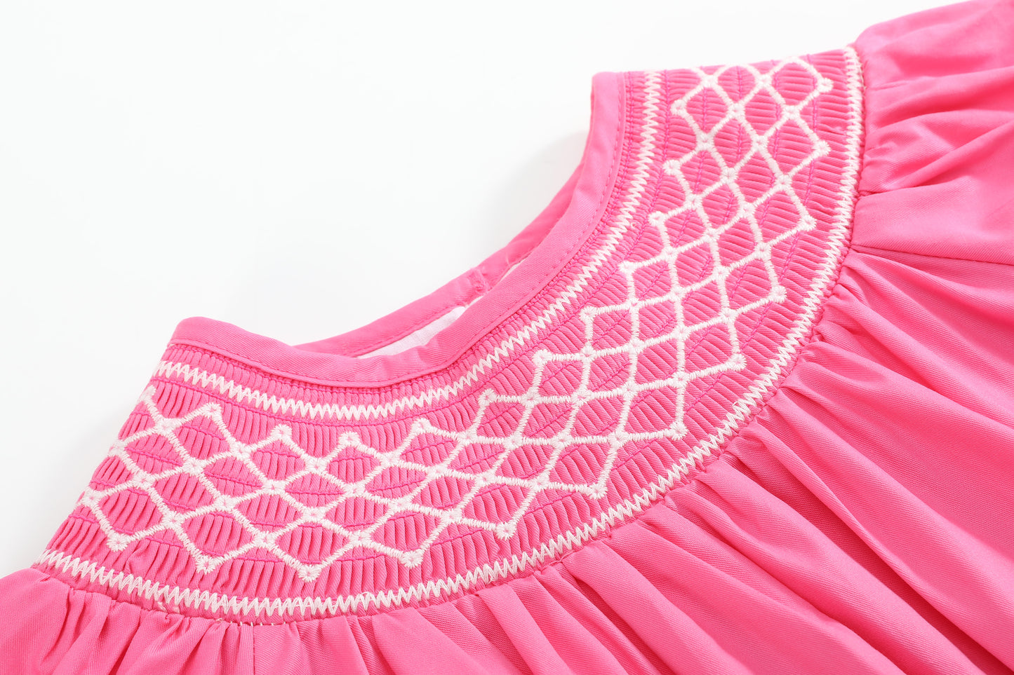Pink & White Smocked Bishop Dress