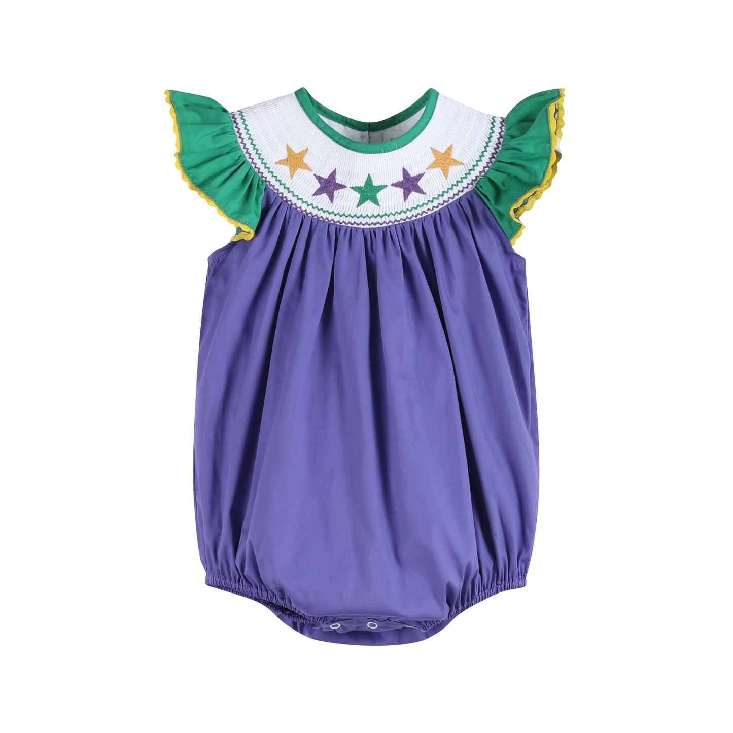 Purple and Green Mardi Gras Smocked Romper