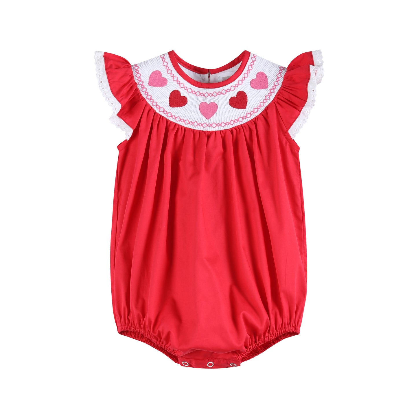 Red Heart and Lace Smocked Romper