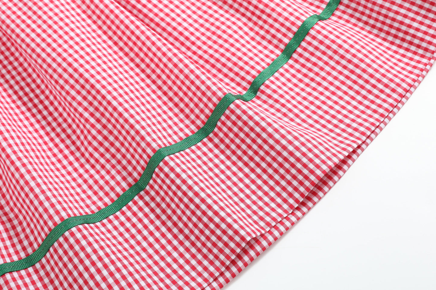 Red Gingham Apple Smocked Bishop Dress