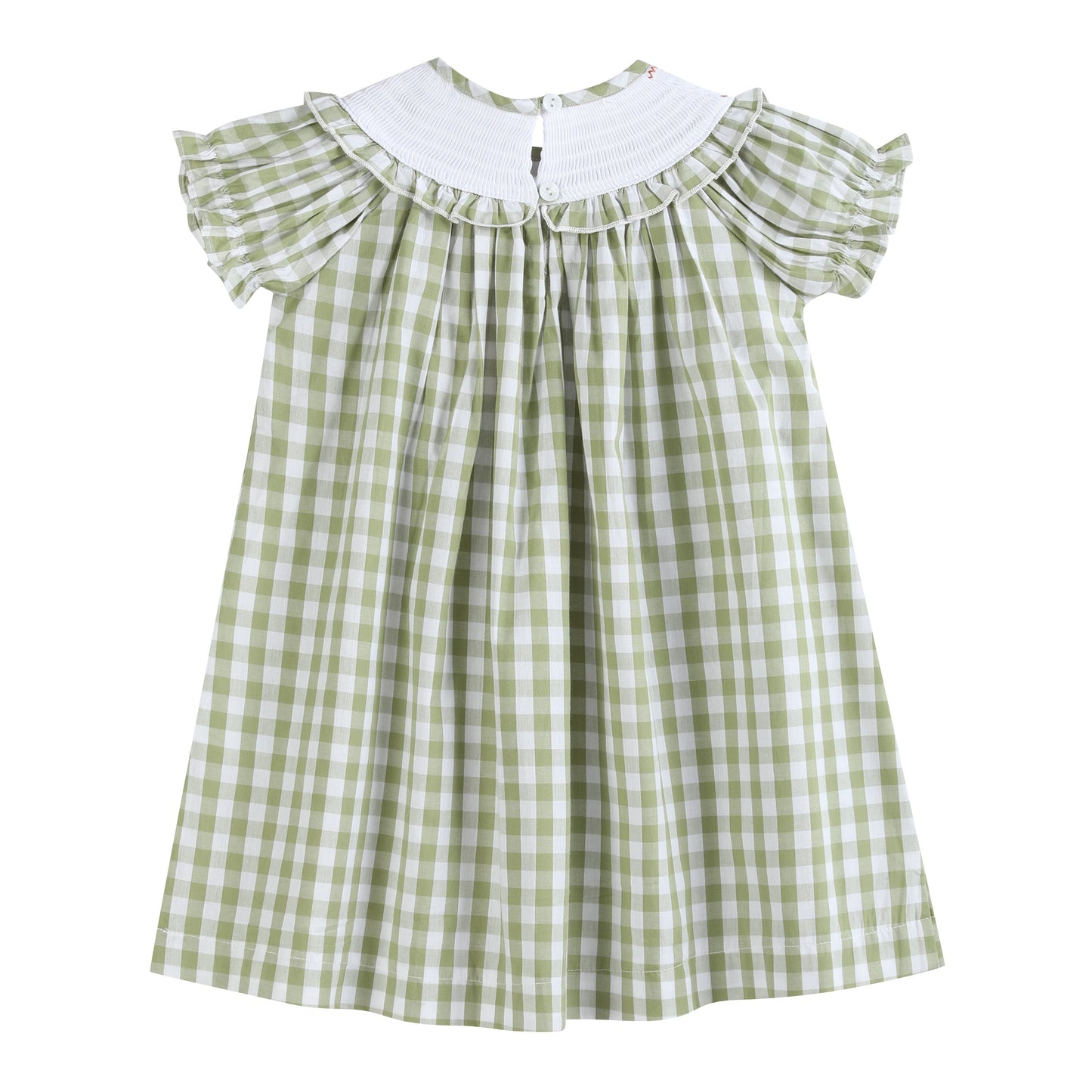 Sage Green Gingham Pumpkin Smocked Bishop Dress