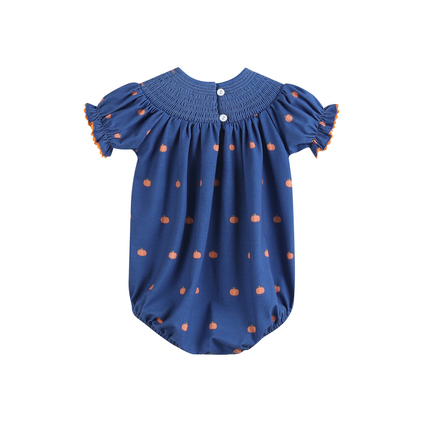 Blue Pumpkin Print Knit Smocked Romper