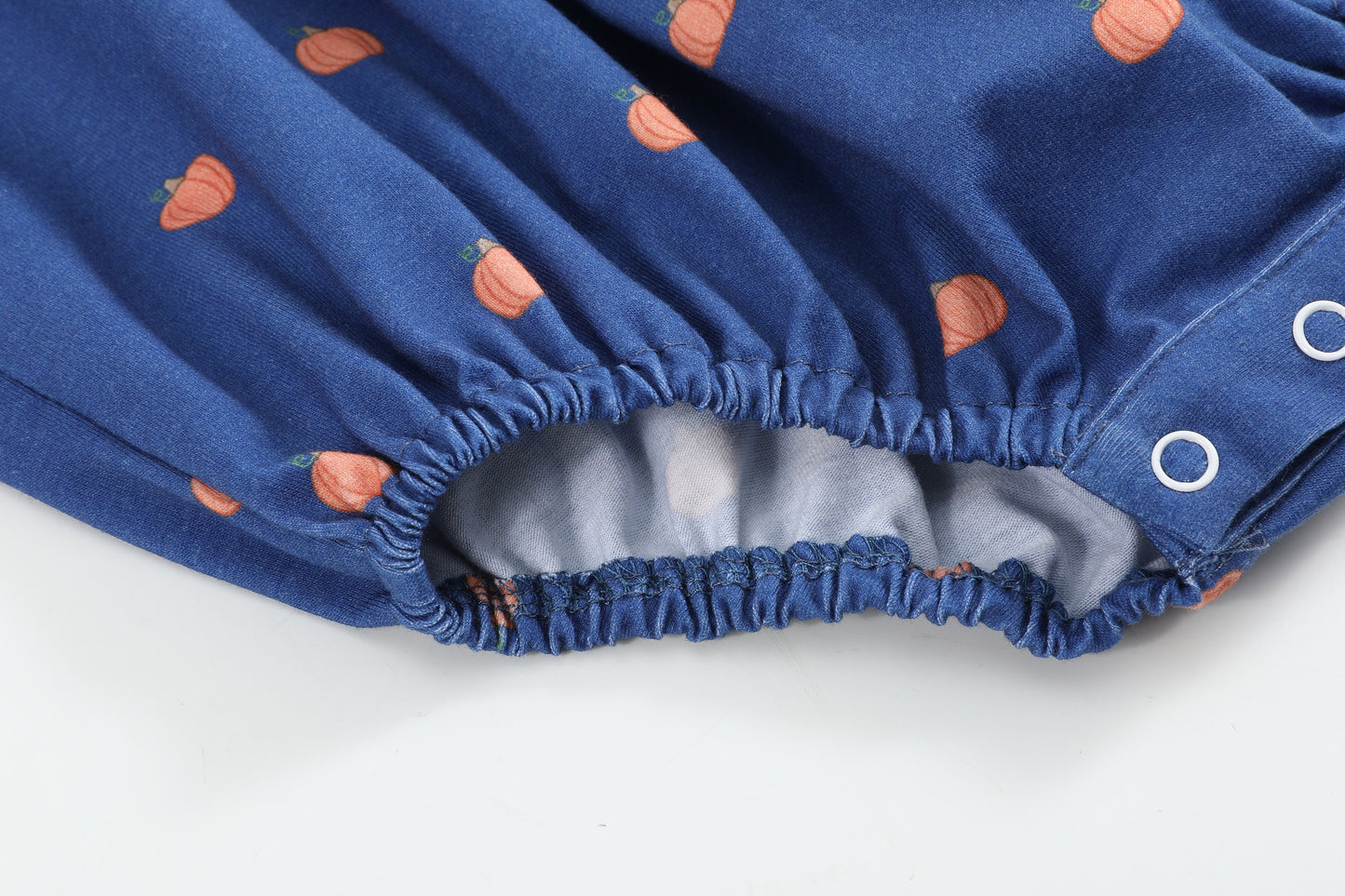 Blue Pumpkin Print Knit Smocked Romper