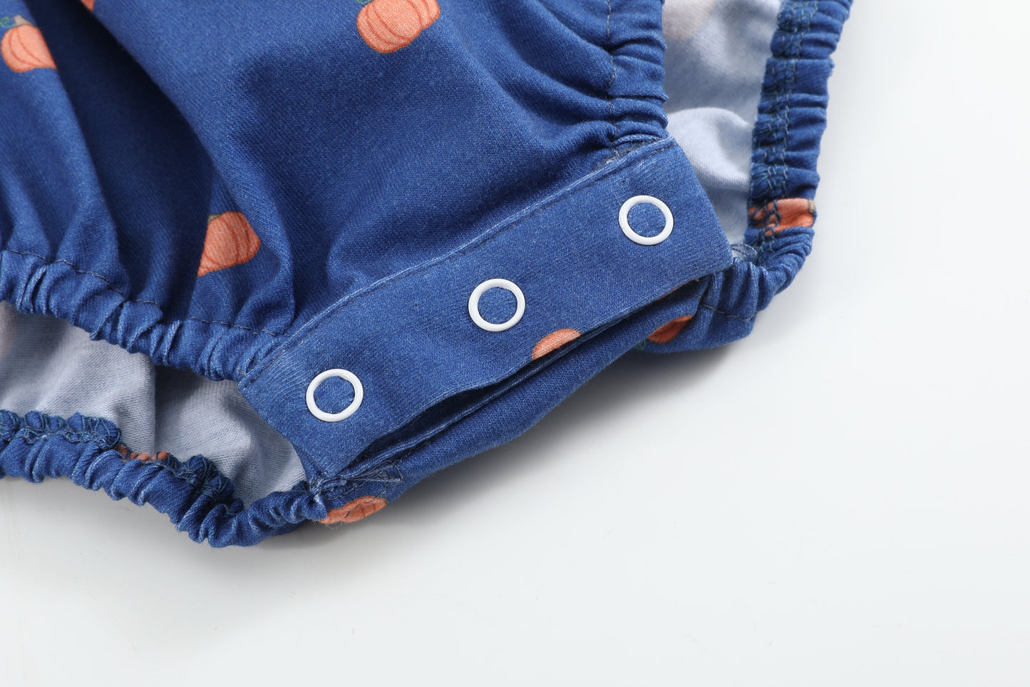 Blue Pumpkin Print Knit Smocked Romper