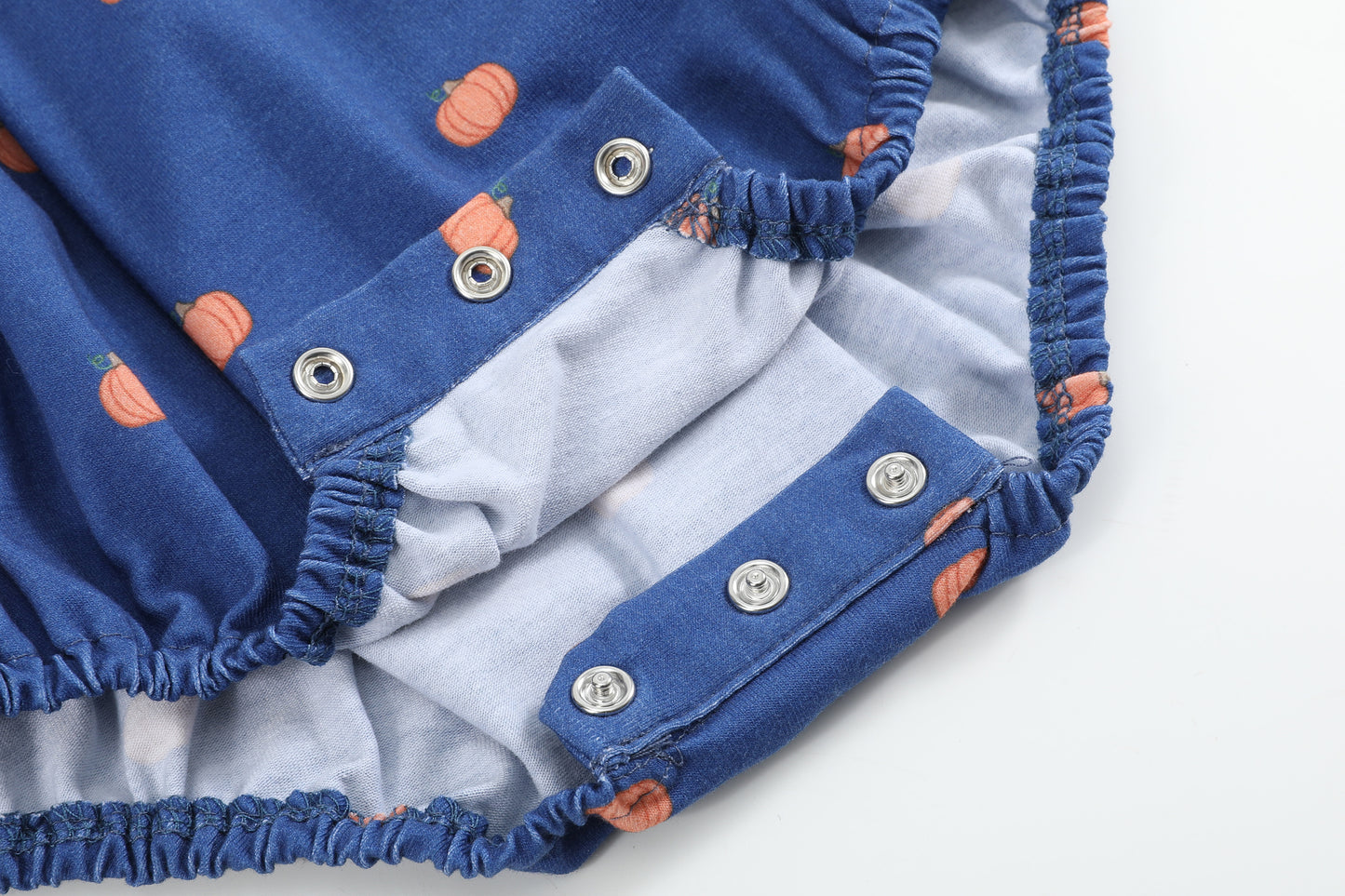 Blue Pumpkin Print Knit Smocked Romper