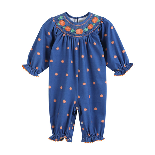Blue Pumpkin Print Knit Smocked Playsuit