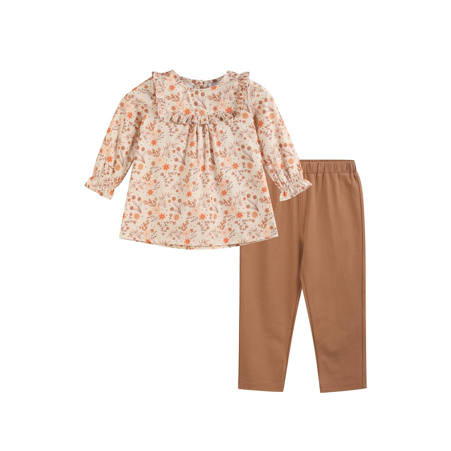 Brown Floral Tunic and Leggings Set