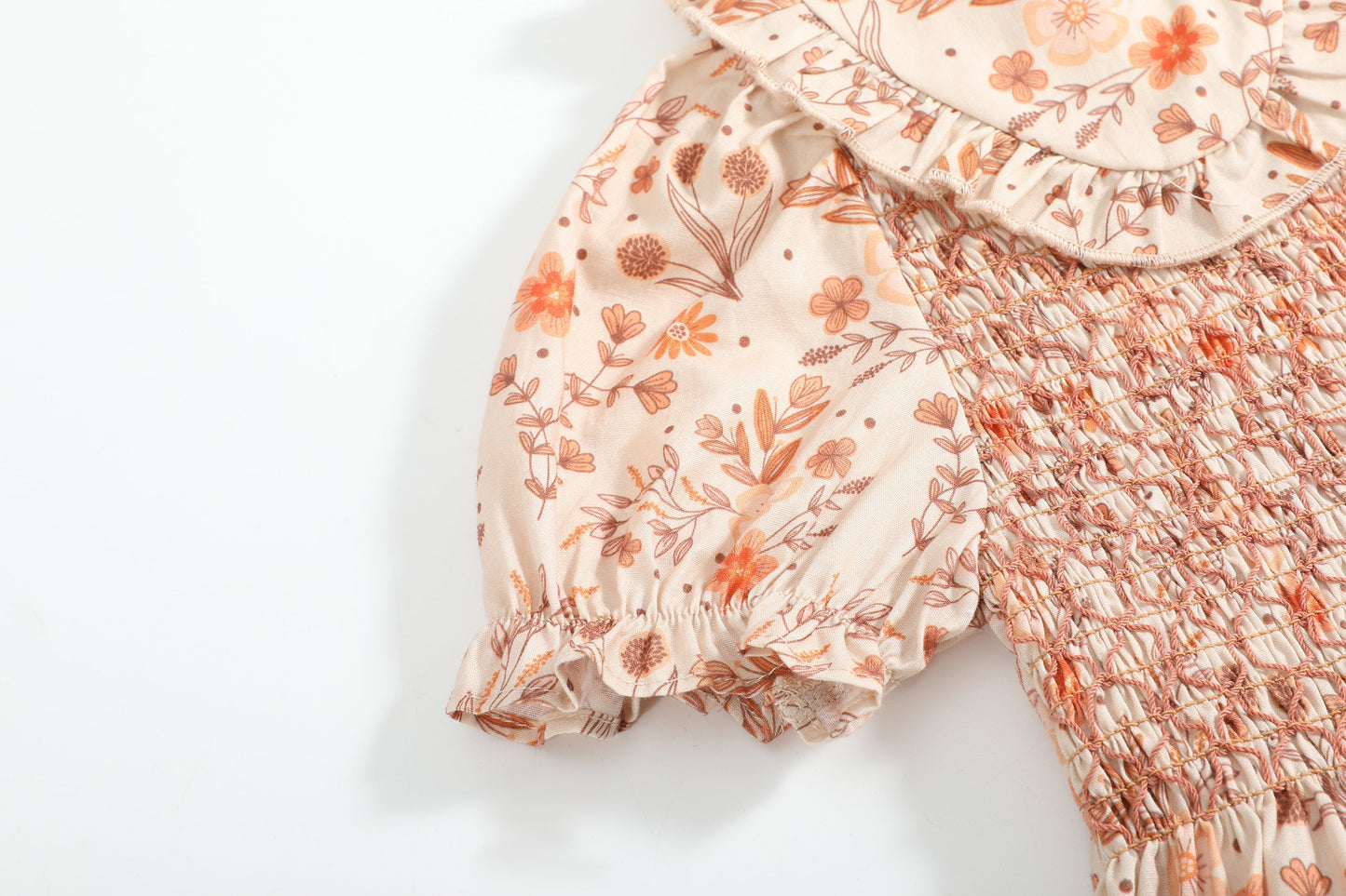 Brown Floral Collared Dress