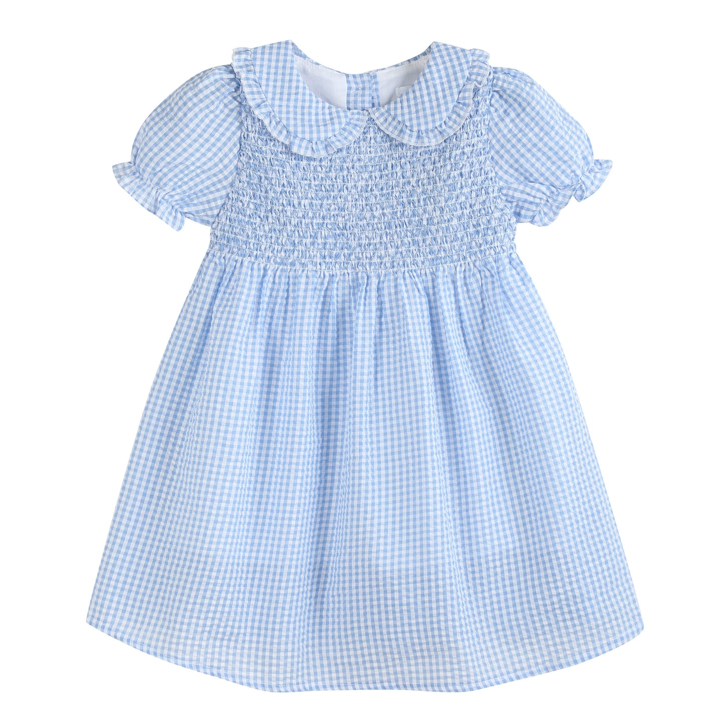 Light Blue Gingham Smocked Dress