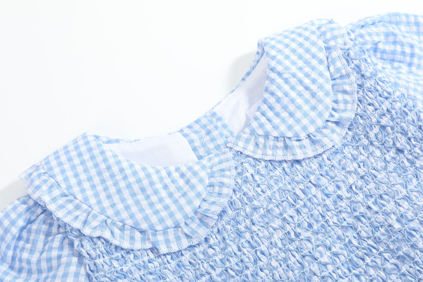 Light Blue Gingham Smocked Dress