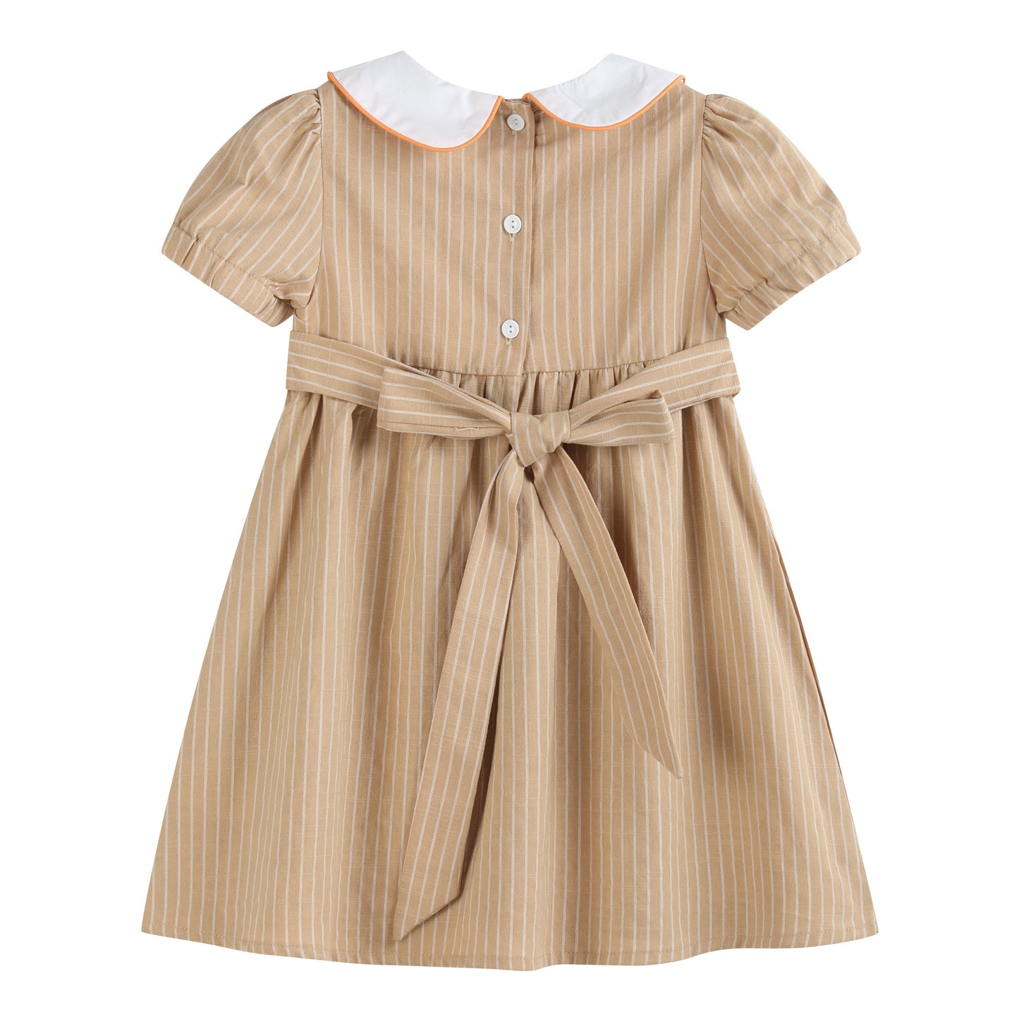 Light Brown Pumpkin Smocked Collared Dress