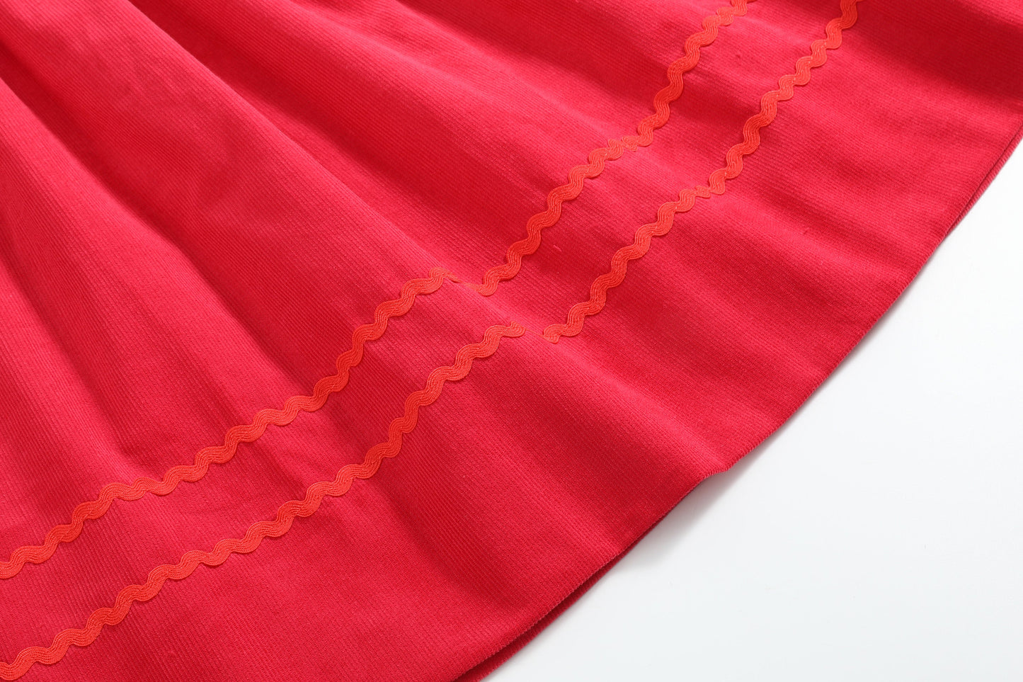 Red Corduroy Mistletoe Smocked Bishop Dress