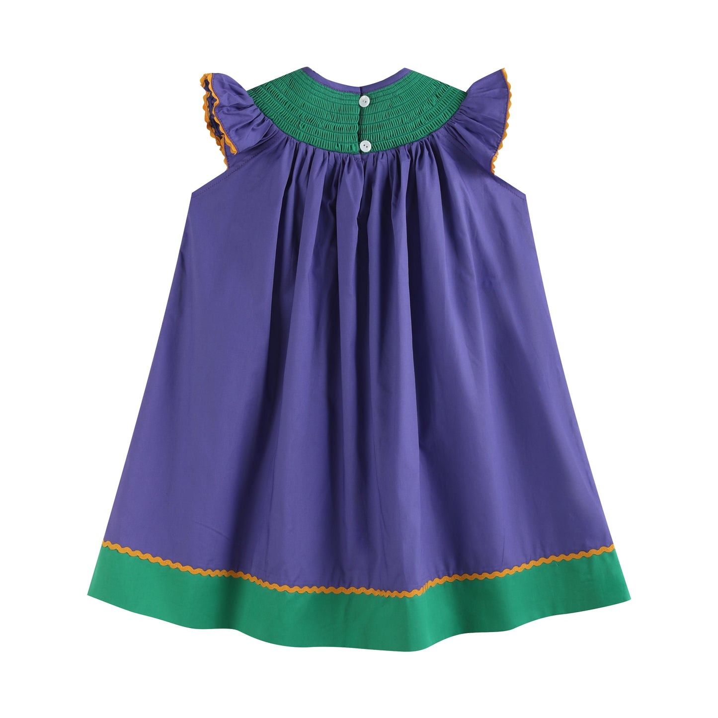 Purple Green Mardi Gras Smocked Bishop Dress