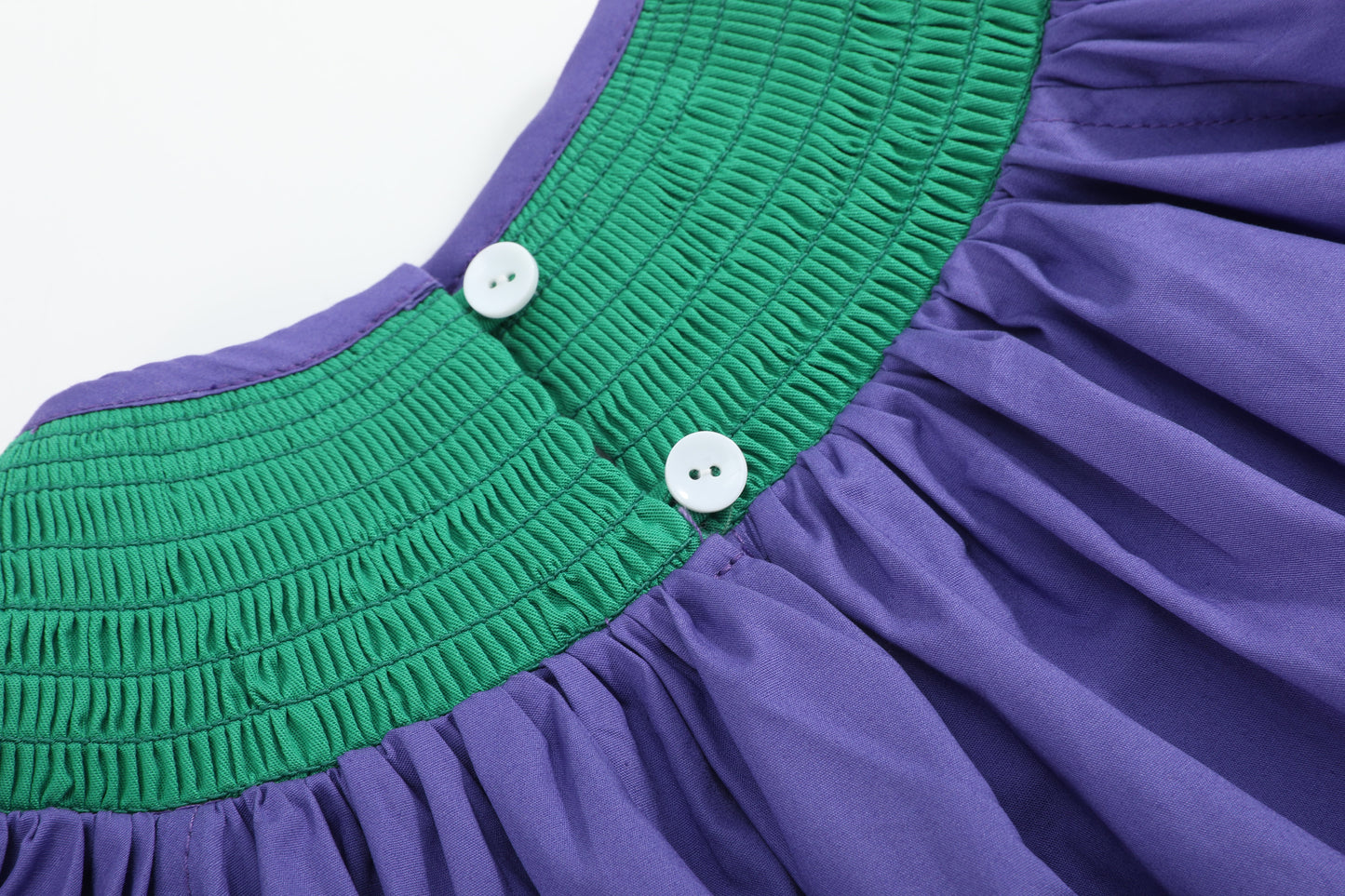 Purple Green Mardi Gras Smocked Bishop Dress