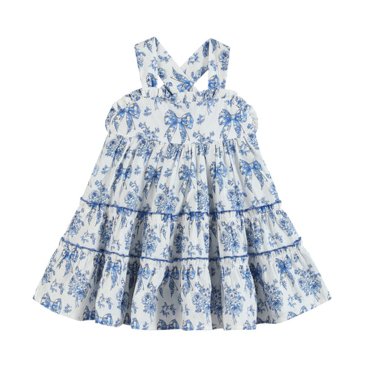 Blue and White Print Layered Sundress