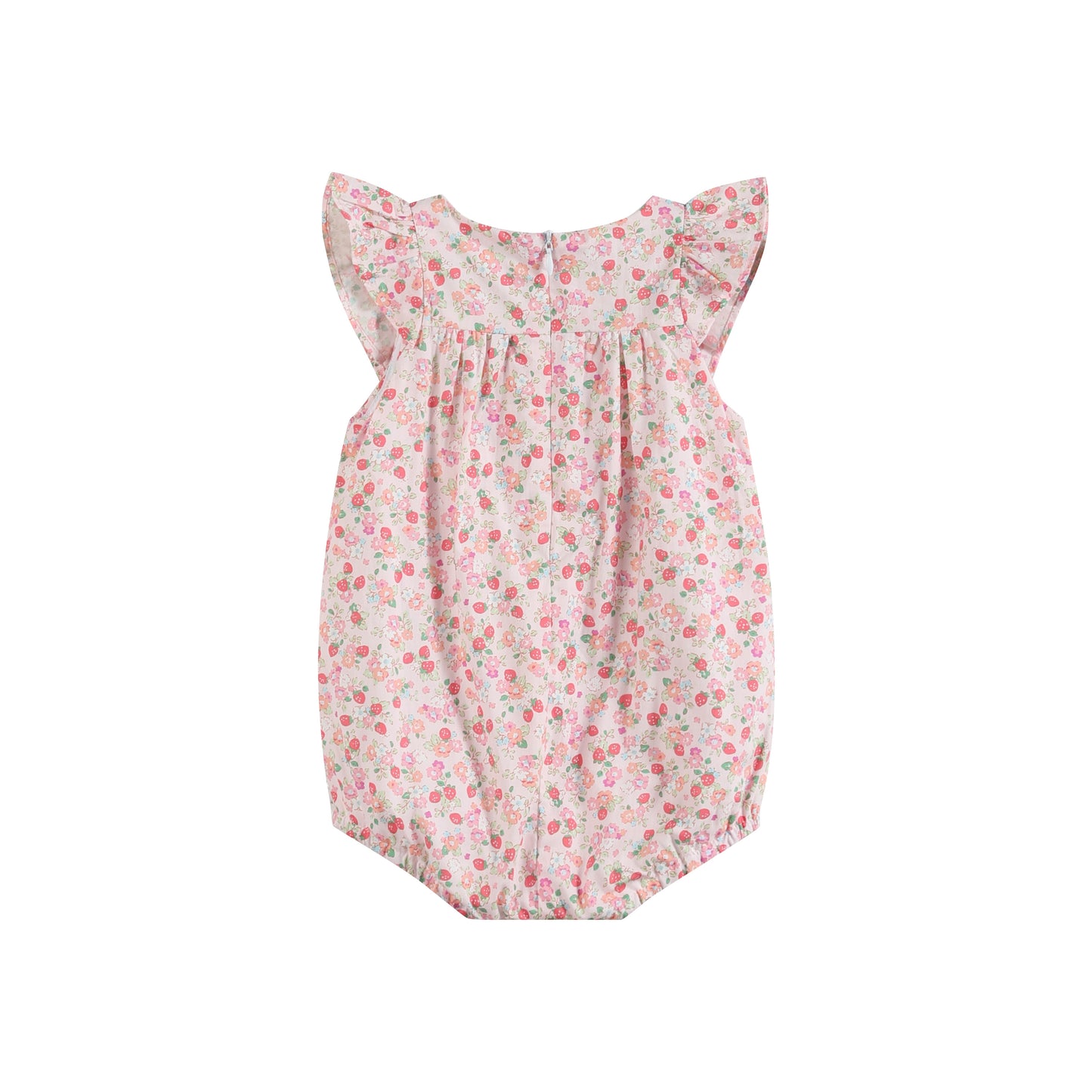 Floral Strawberry Smocked Flutter Romper