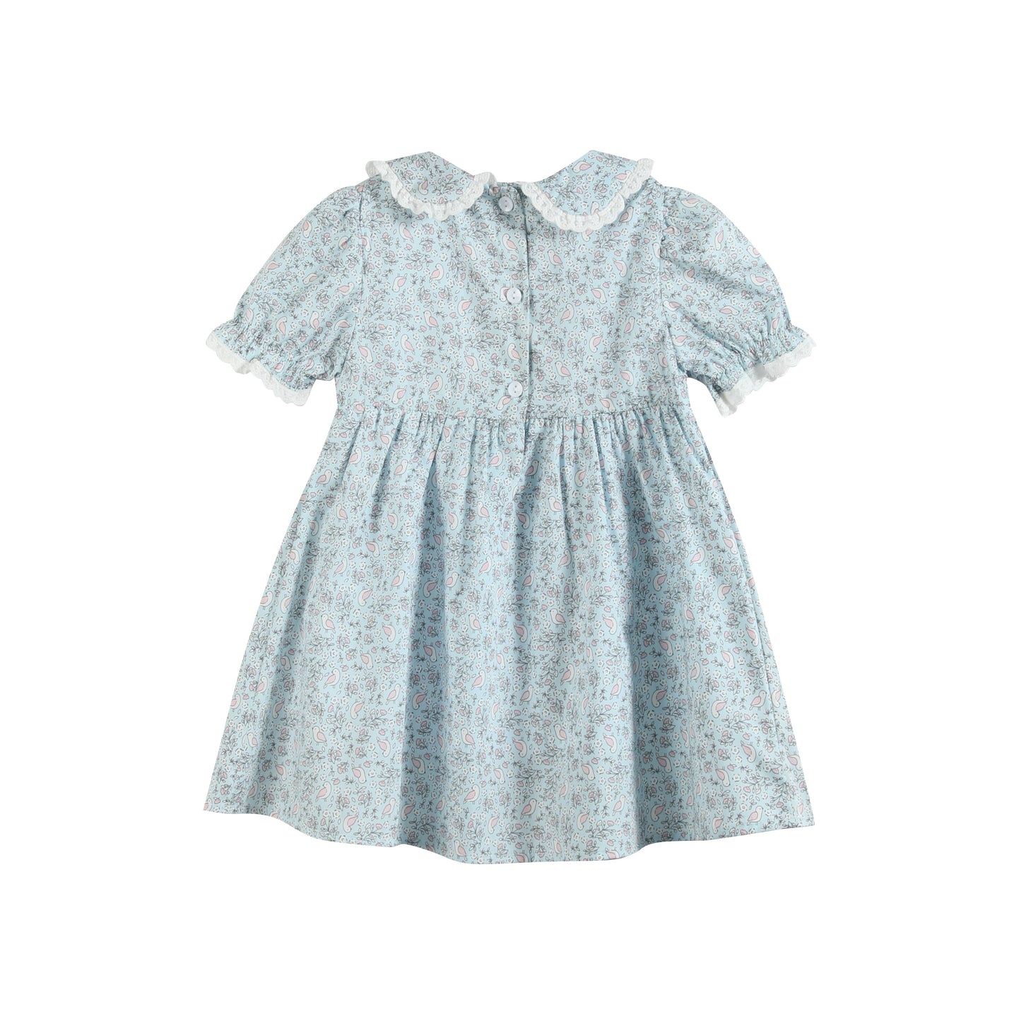 Floral Blue Dove Smocked Collared Dress