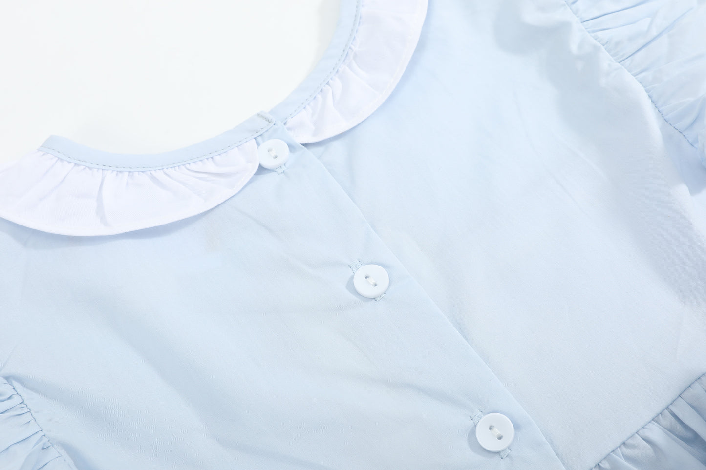 Blue Ruffled Crosses Smocked Dress