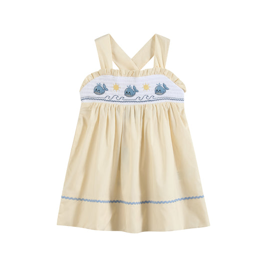 Buttercream Yellow Whale Smocked Dress