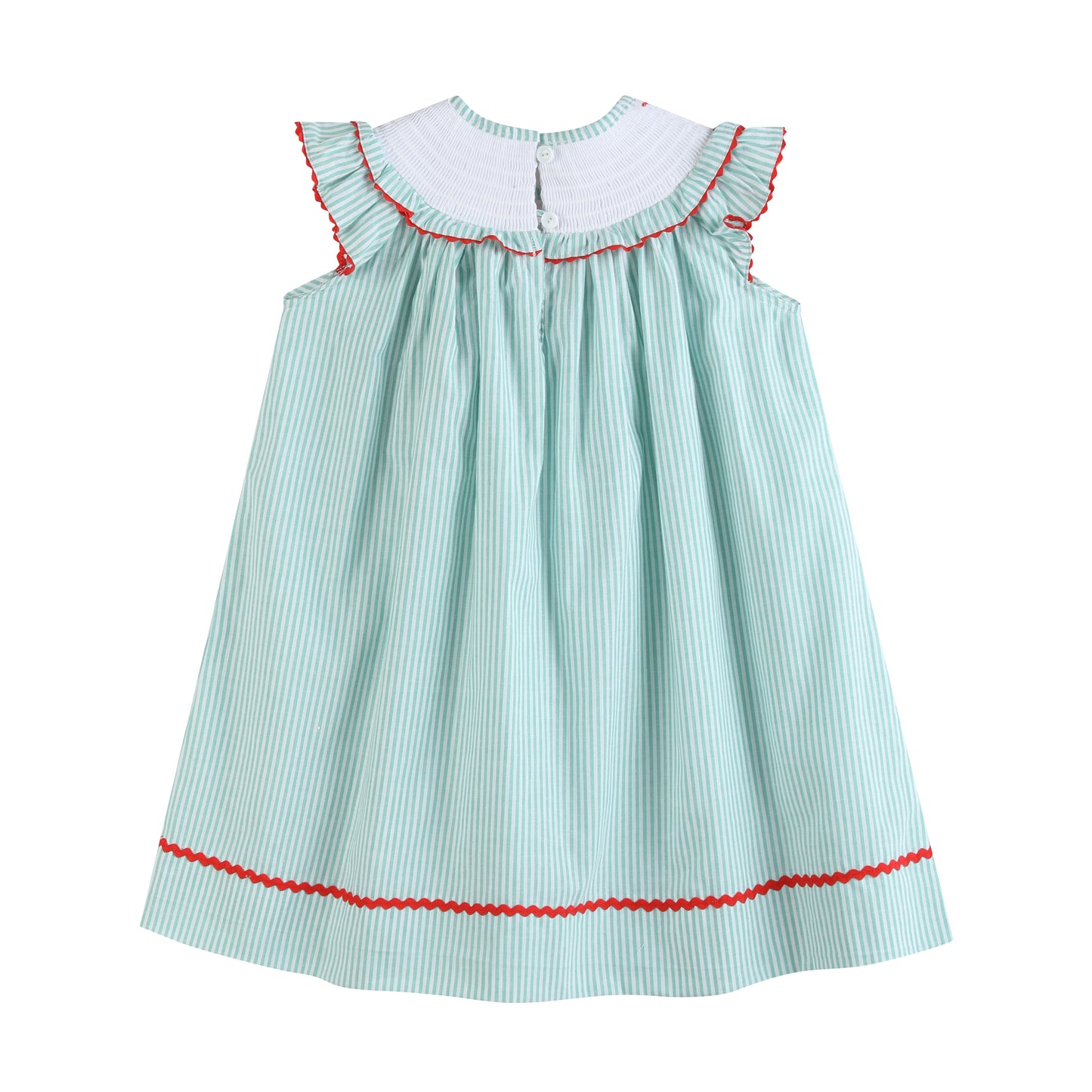 Green Seersucker Watermelon Bishop Smocked Dress