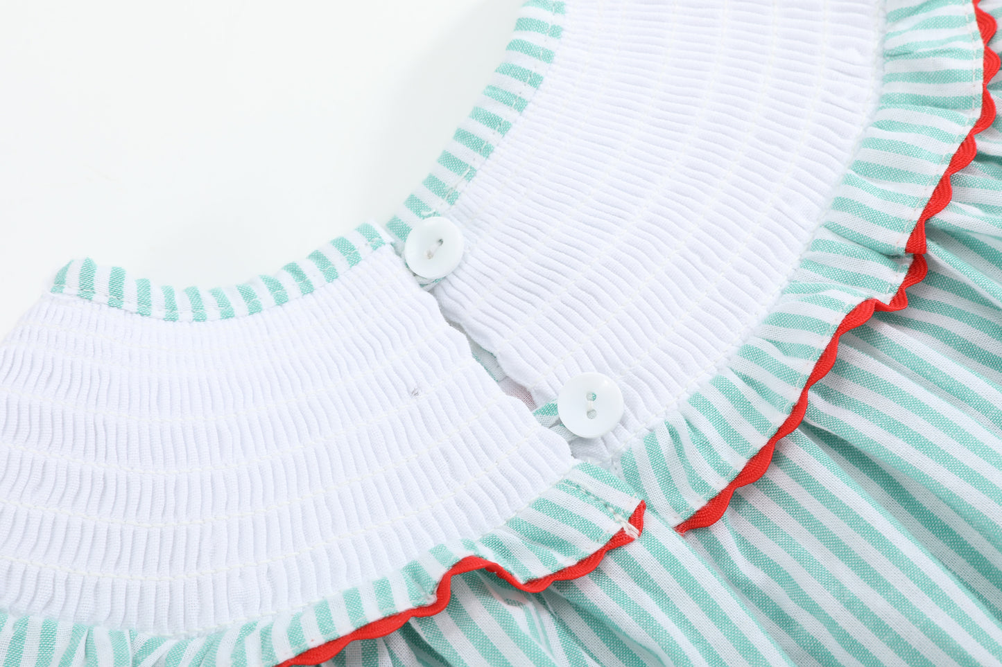 Green Seersucker Watermelon Bishop Smocked Dress