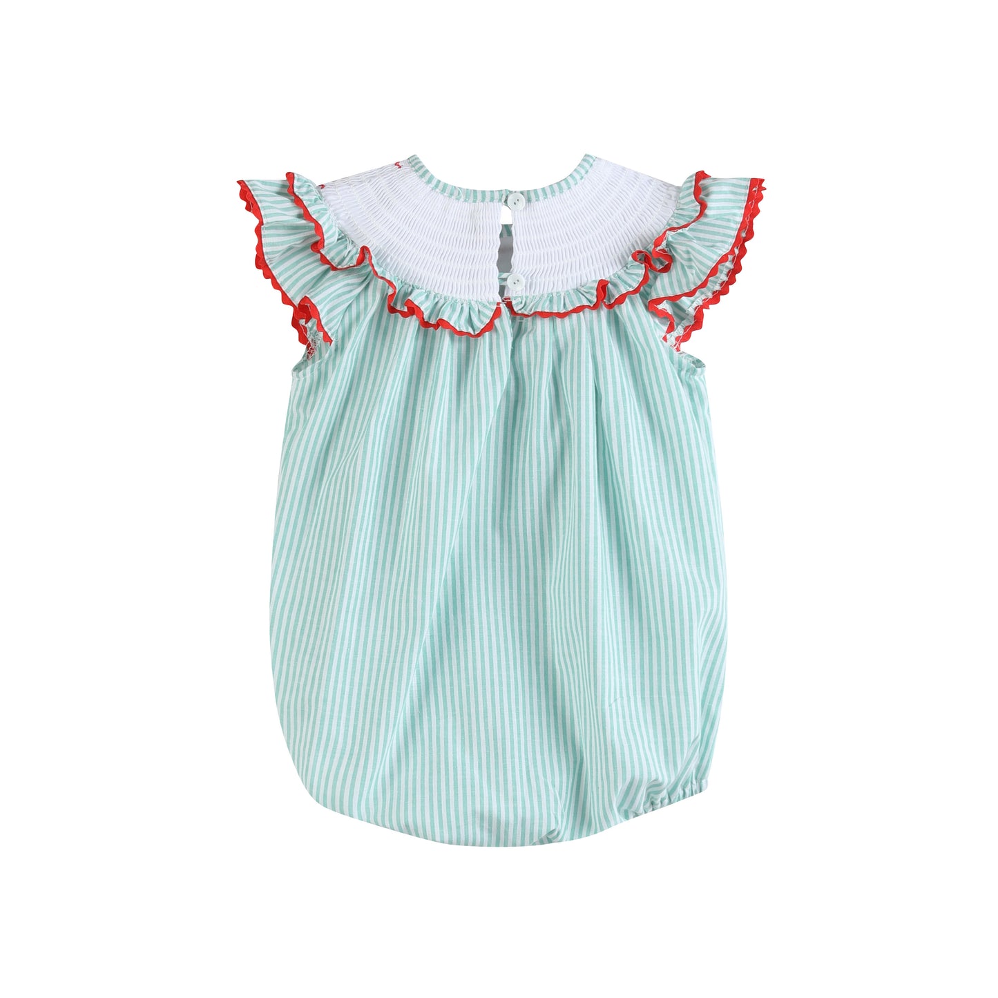 Green Seersucker Watermelon Smocked Romper