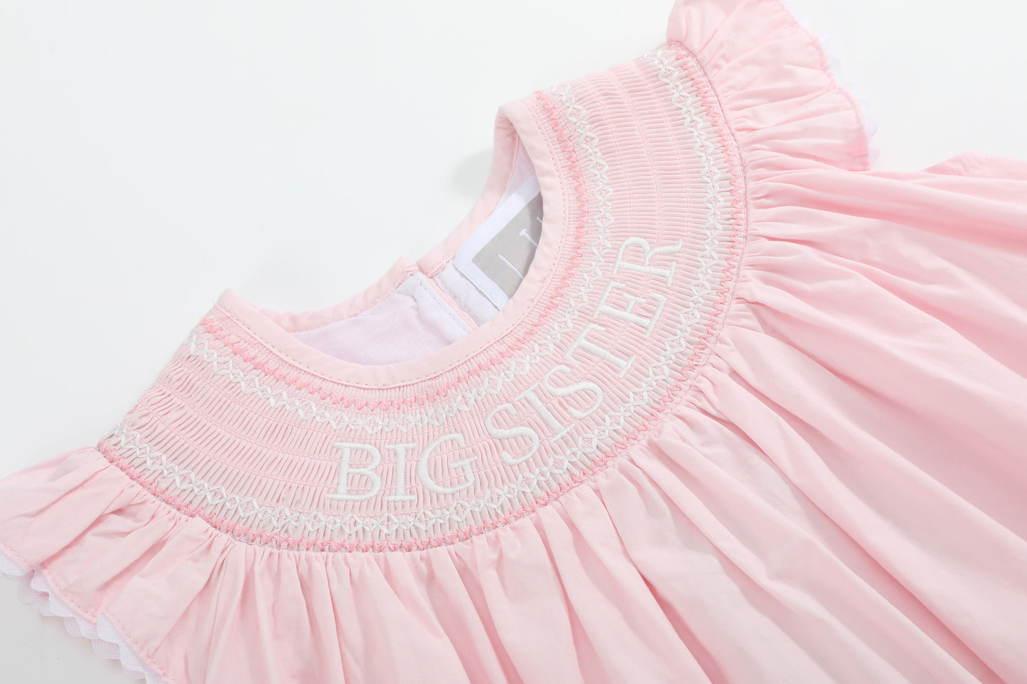 Pink Big Sister Smocked Bishop Dress