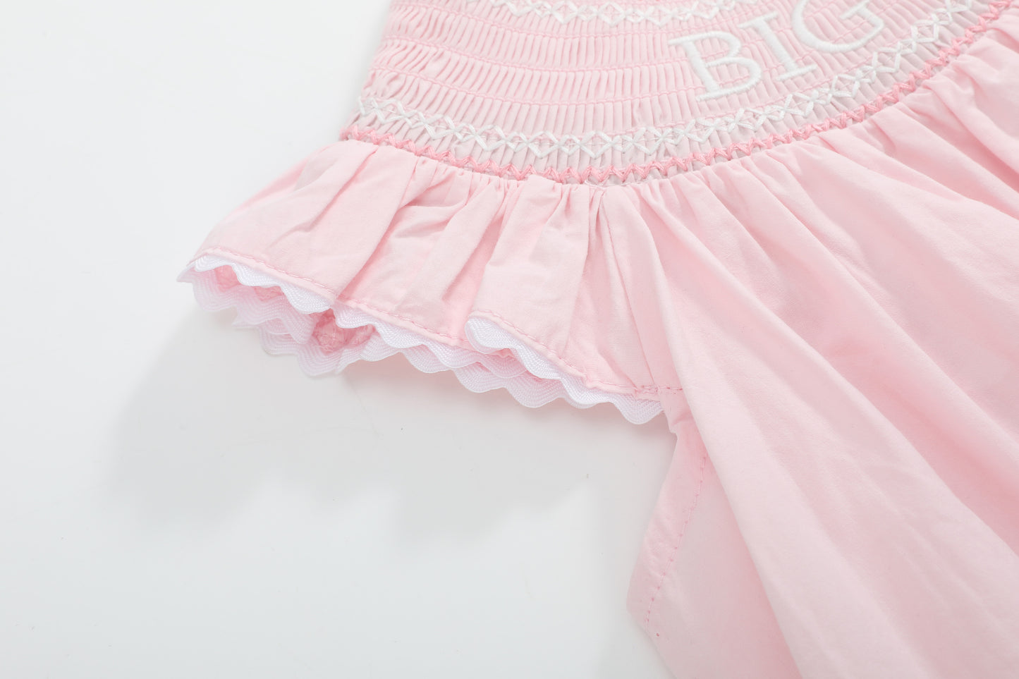 Pink Big Sister Smocked Bishop Dress