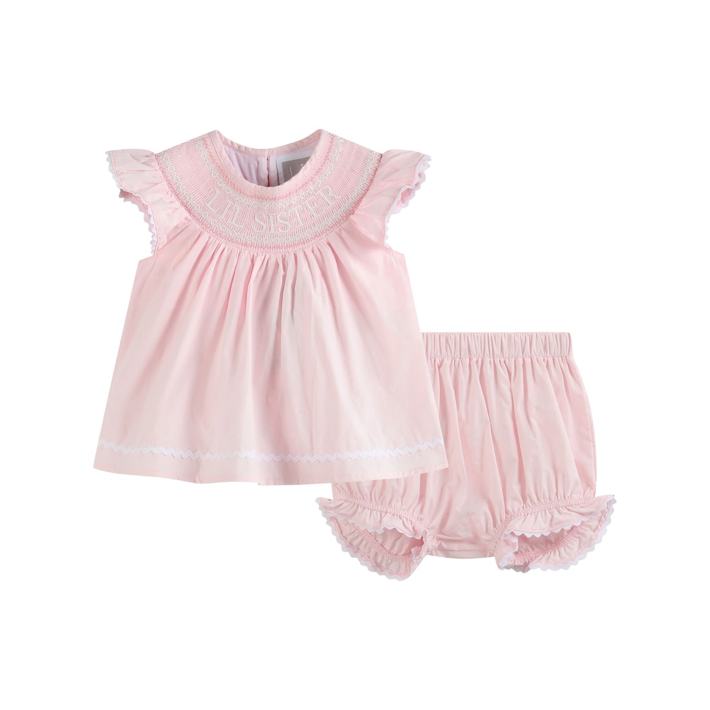 Pink Lil Sister Smocked Dress and Bloomer Set