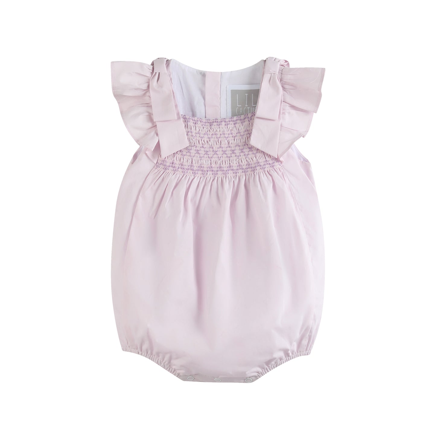 Light Purple Shoulder Bow Smocked Bubble Romper