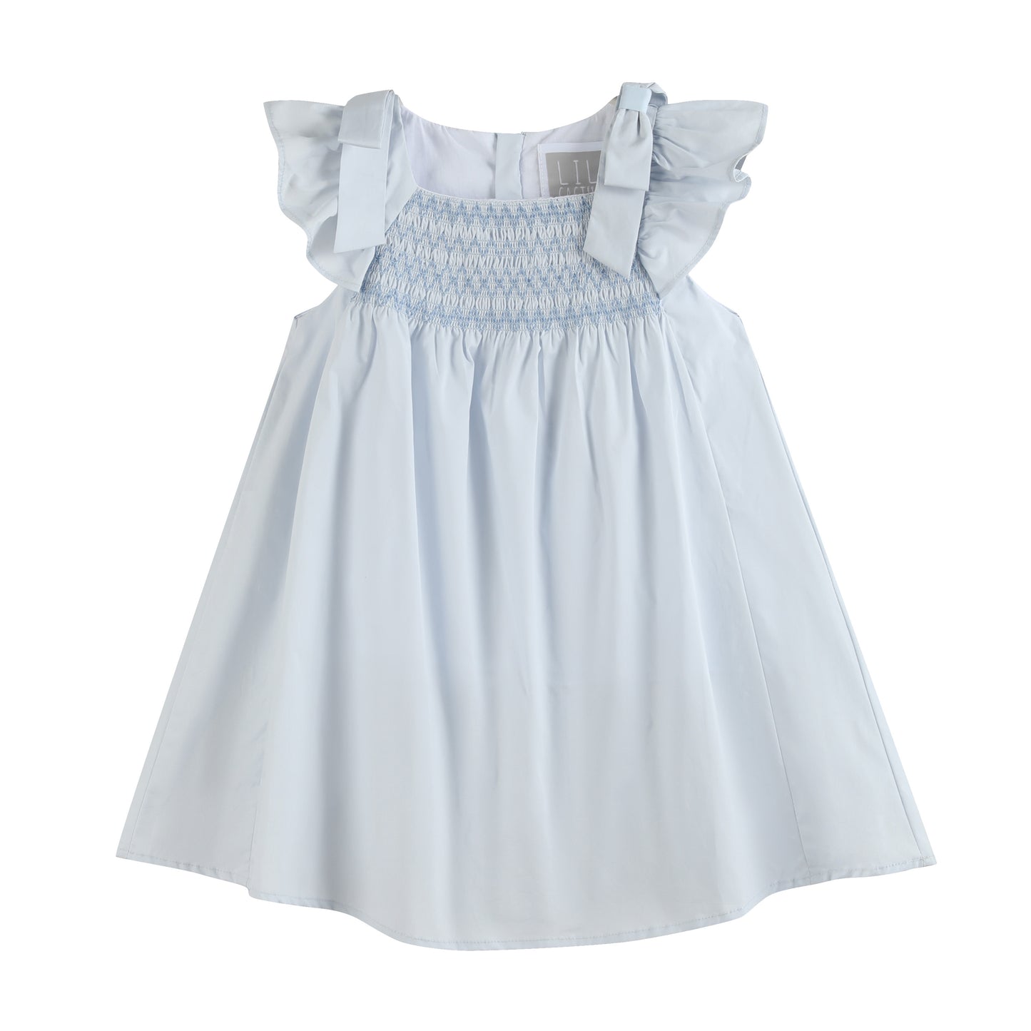 Light Blue Shoulder Bow Smocked Dress