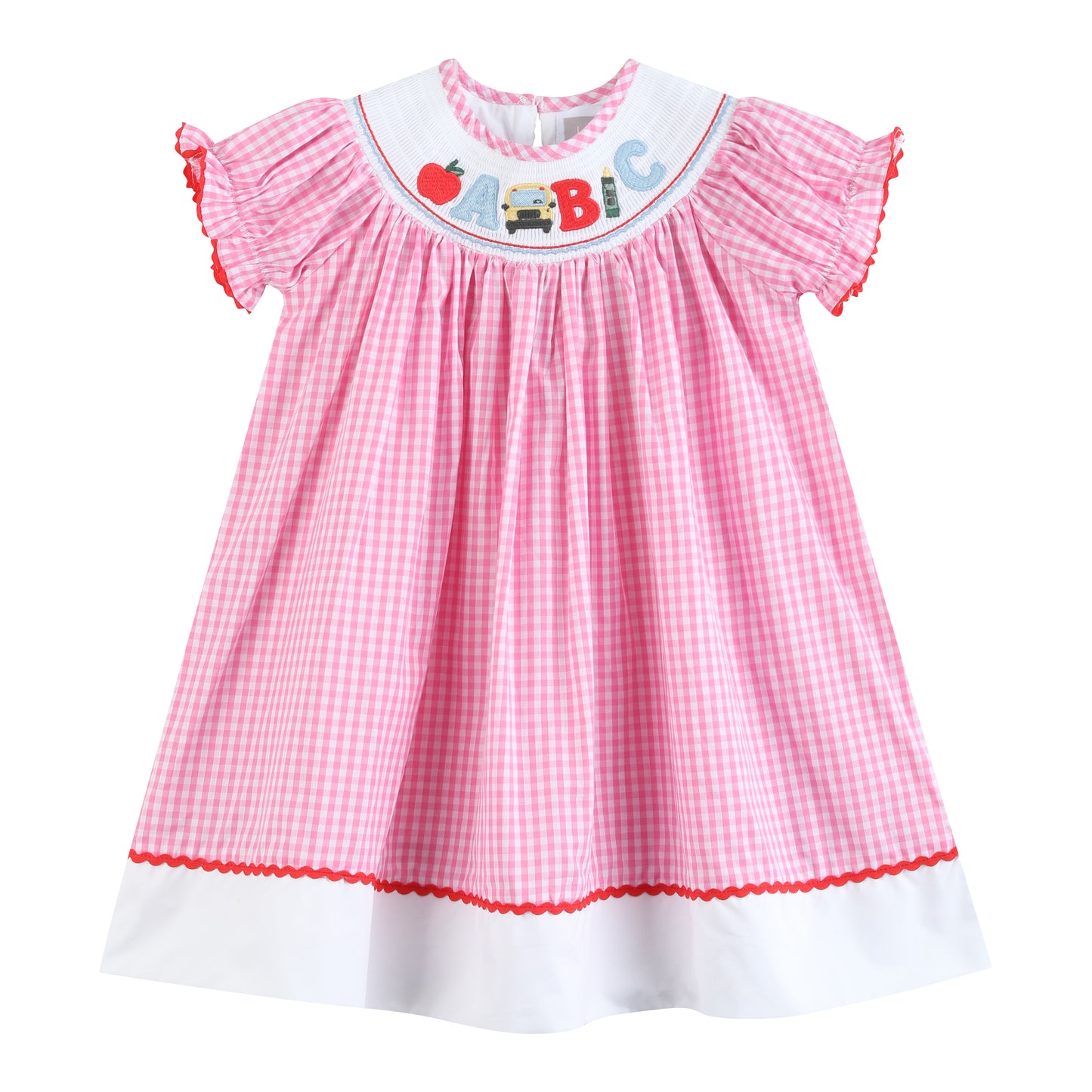 Pink Gingham ABC School Bishop Dress