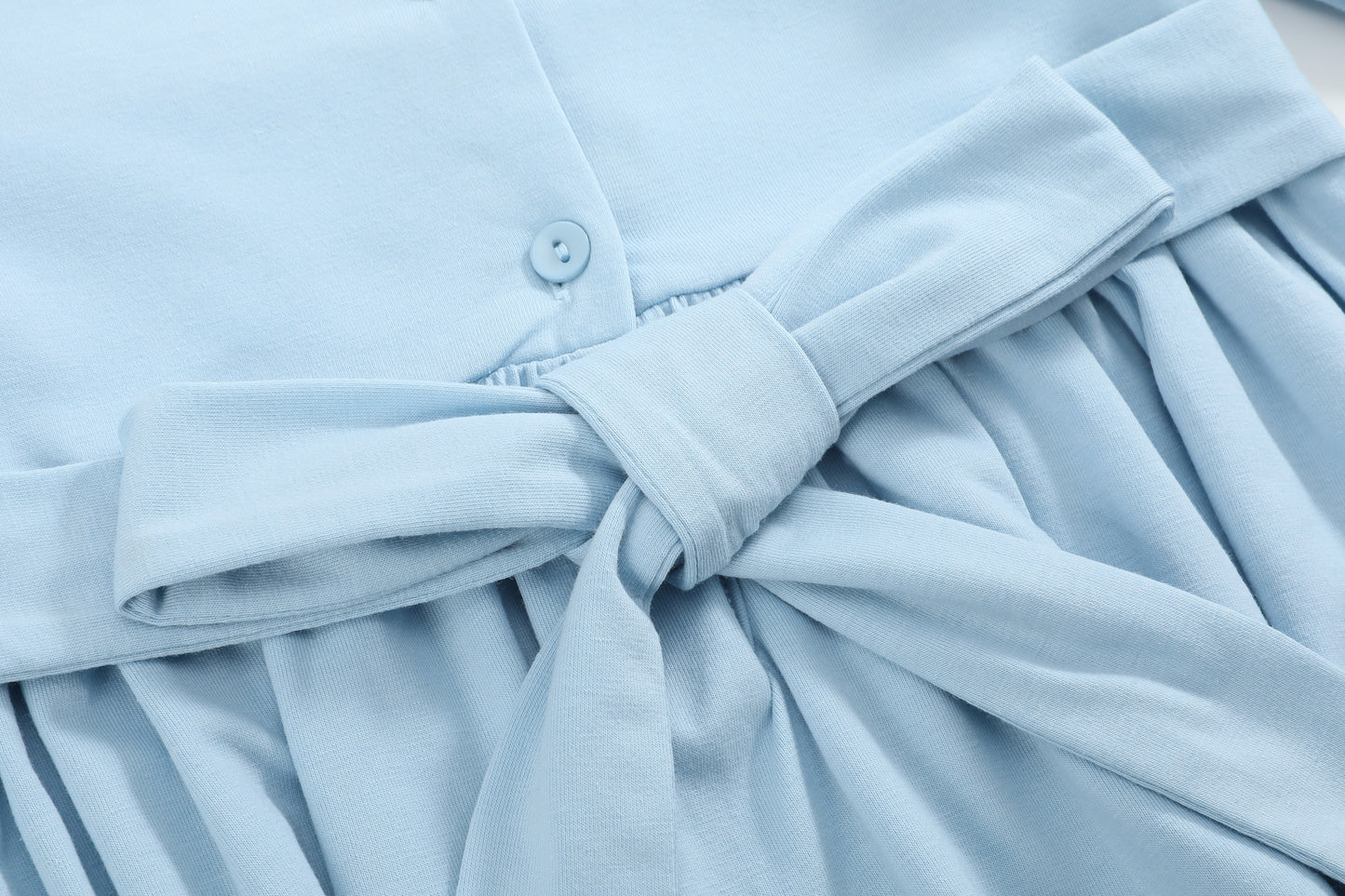 Blue Smocked Knit ABC School Dress