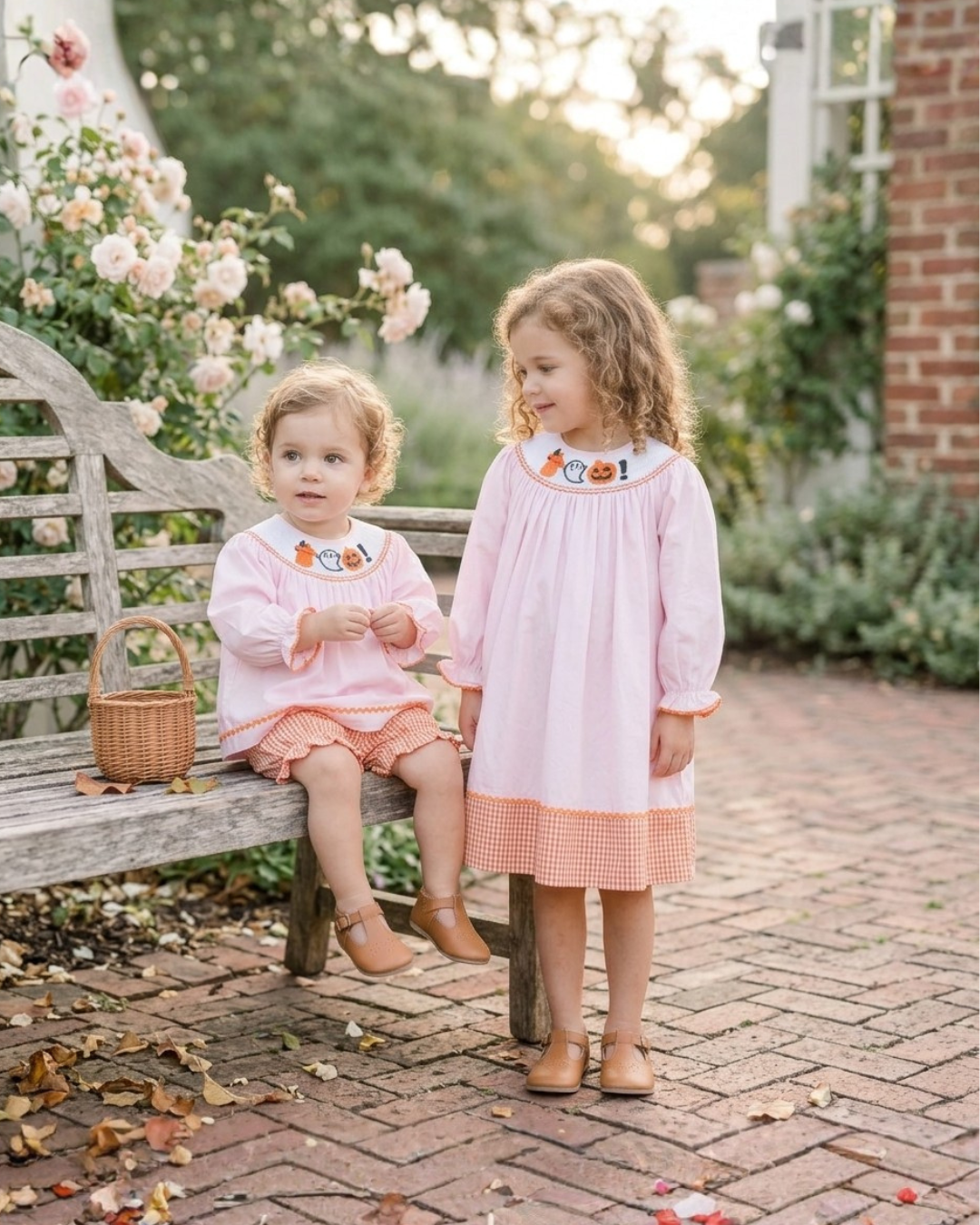 Pink and Orange Gingham Boo Smocked Bishop Dress