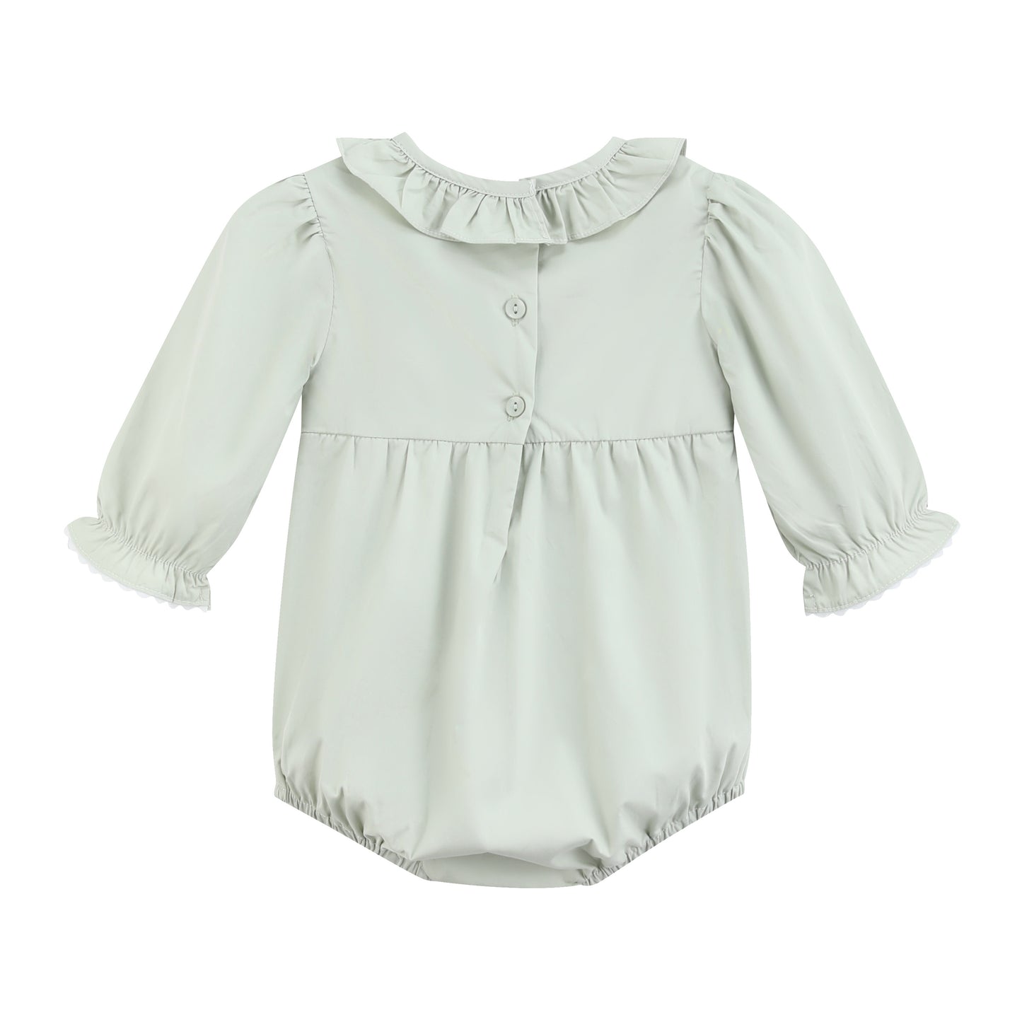 Sage Green Pumpkin Smocked Ruffle Romper