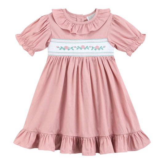 Heritage Rose Ruffle Smocked Dress