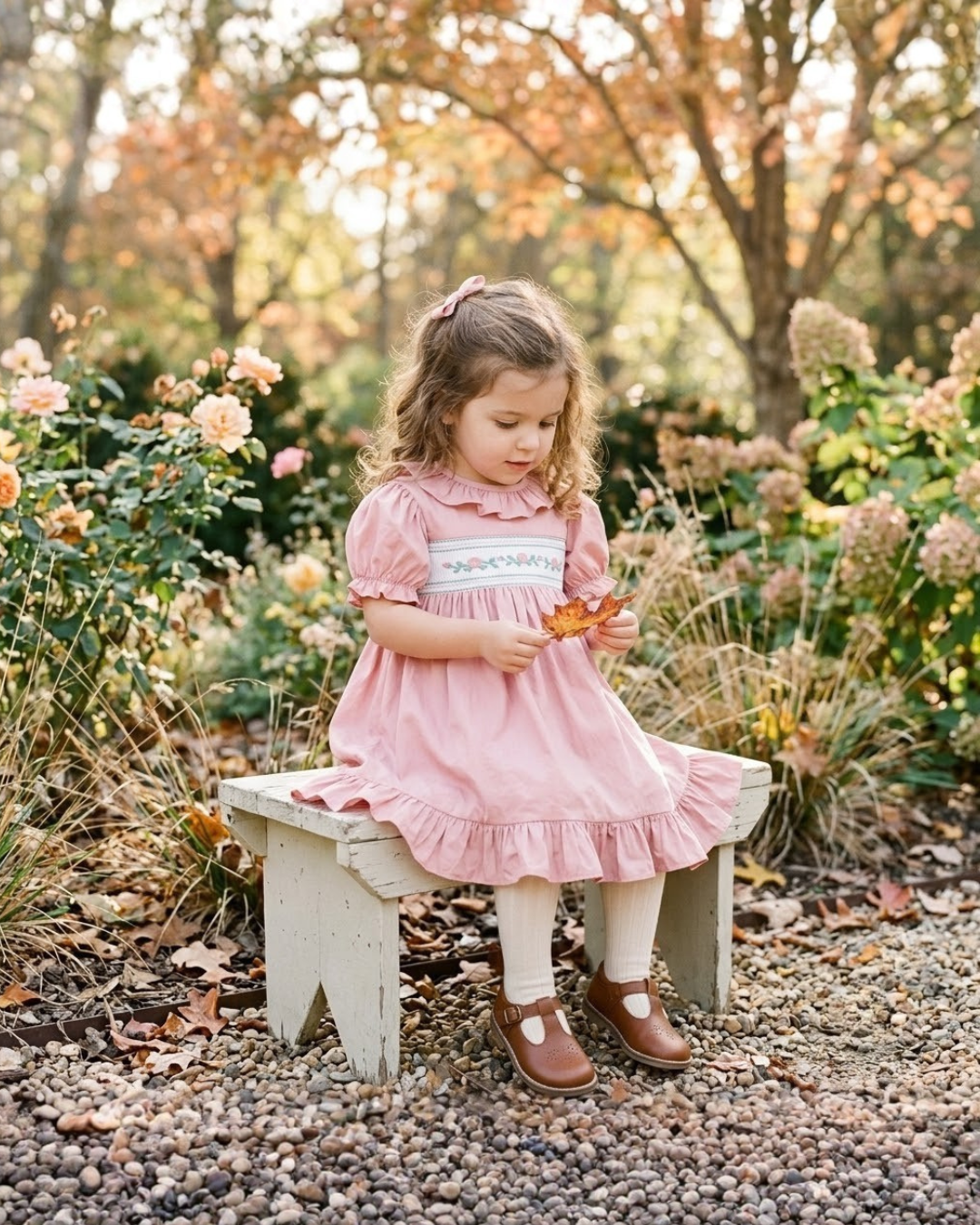 Heritage Rose Ruffle Smocked Dress