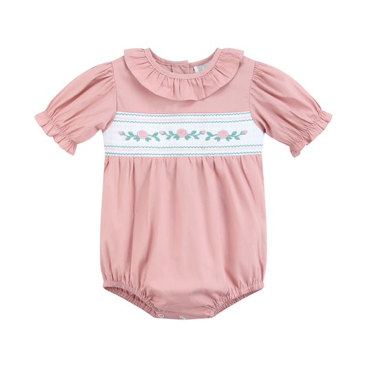 Heritage Rose Ruffle Smocked Romper