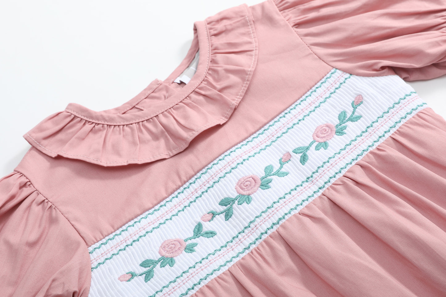 Heritage Rose Ruffle Smocked Romper