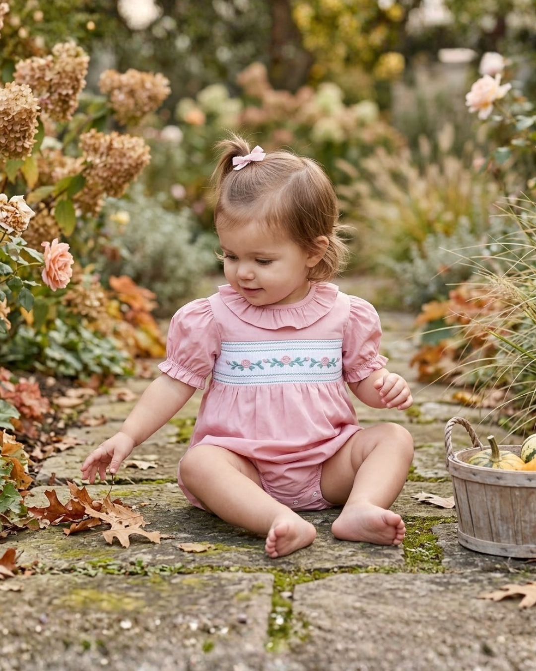 Heritage Rose Ruffle Smocked Romper