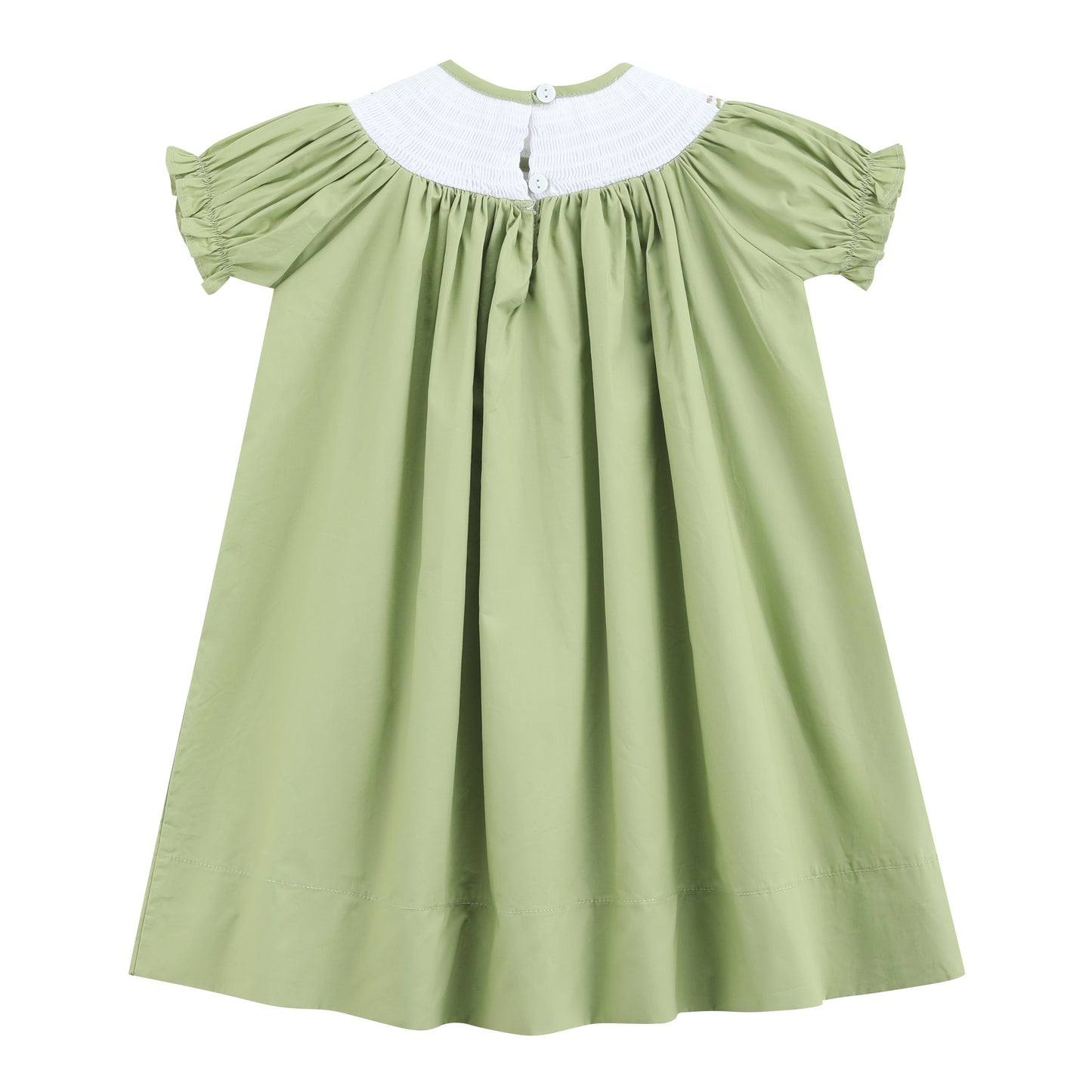 Pistachio Green Mallard Duck Smocked Bishop Dress